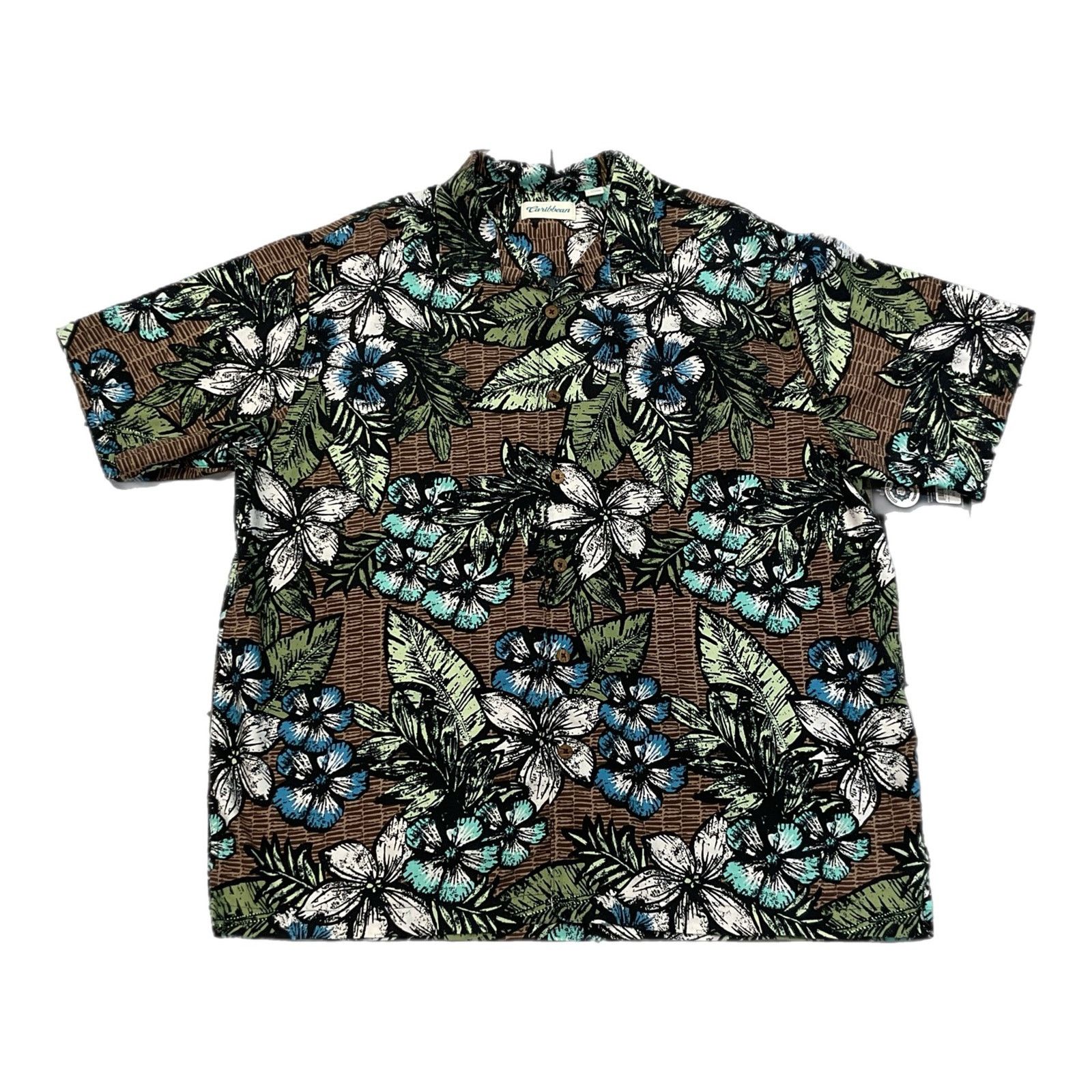 Caribbean Puritan Blue Flower Button-Up Shirt Size US XL / EU 56 / 4 - 1 Thumbnail
