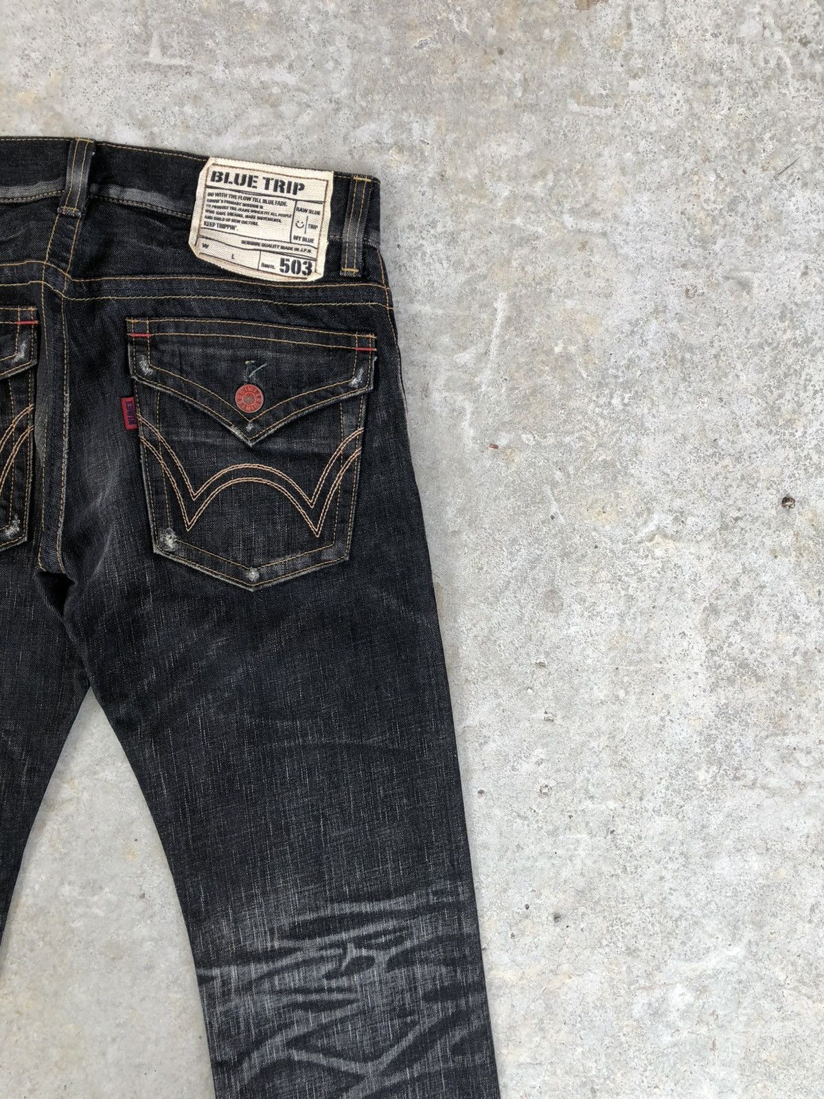 If Six Was Nine Edwin 503 Flared Distressed Jeans Whiskered Size US 30 / EU 46 - 10 Thumbnail