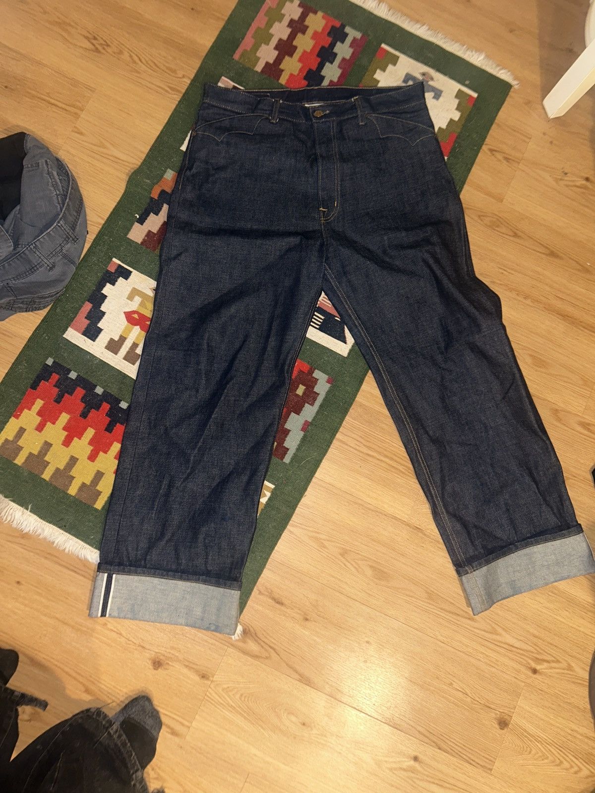Brain Dead brain dead wide leg raw selvedge denim jeans Size US 36 / EU 52 - 1 Thumbnail