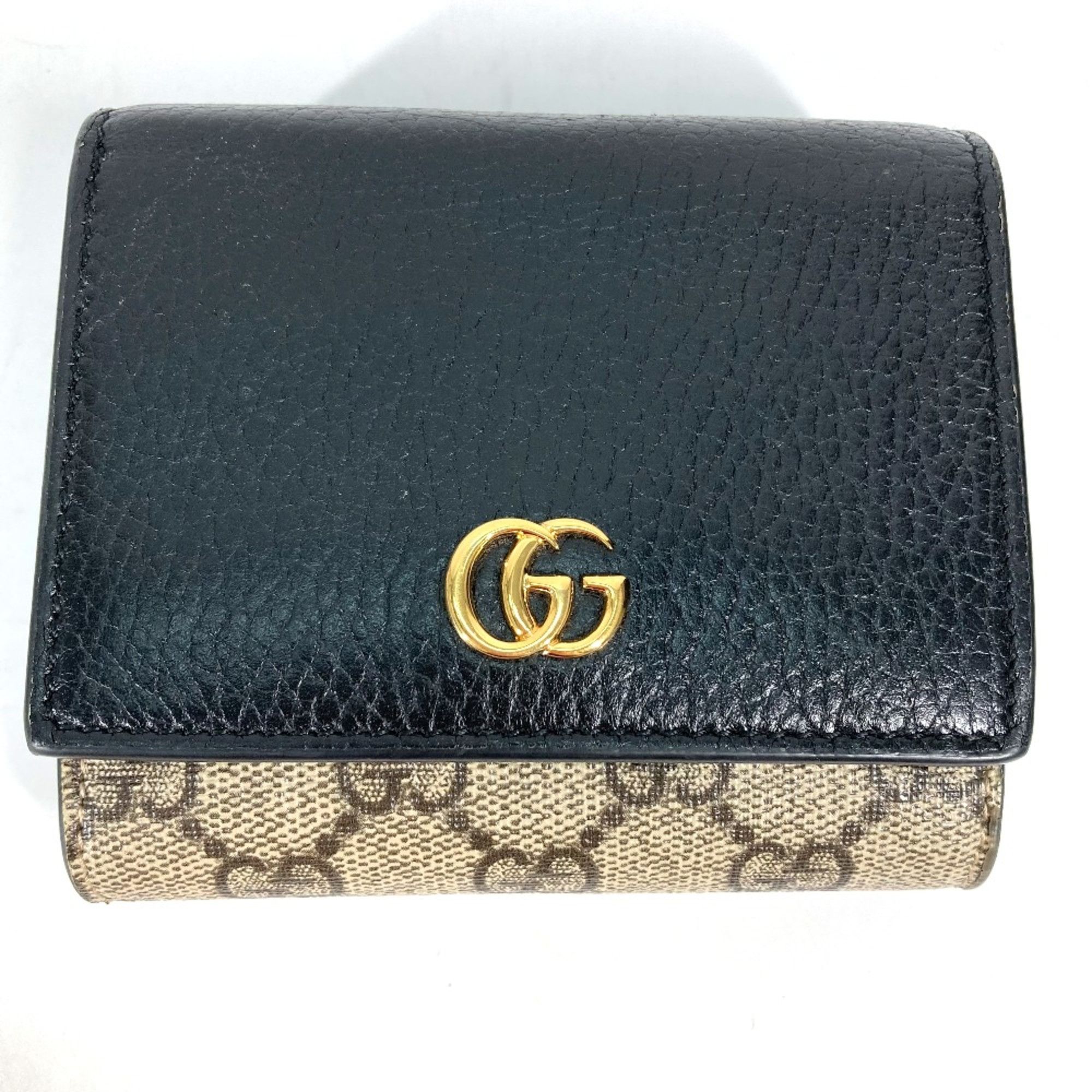 Gucci Gucci 598587 GG Supreme Compact wallet Folded wallet Beige Black Size ONE SIZE - 1 Thumbnail