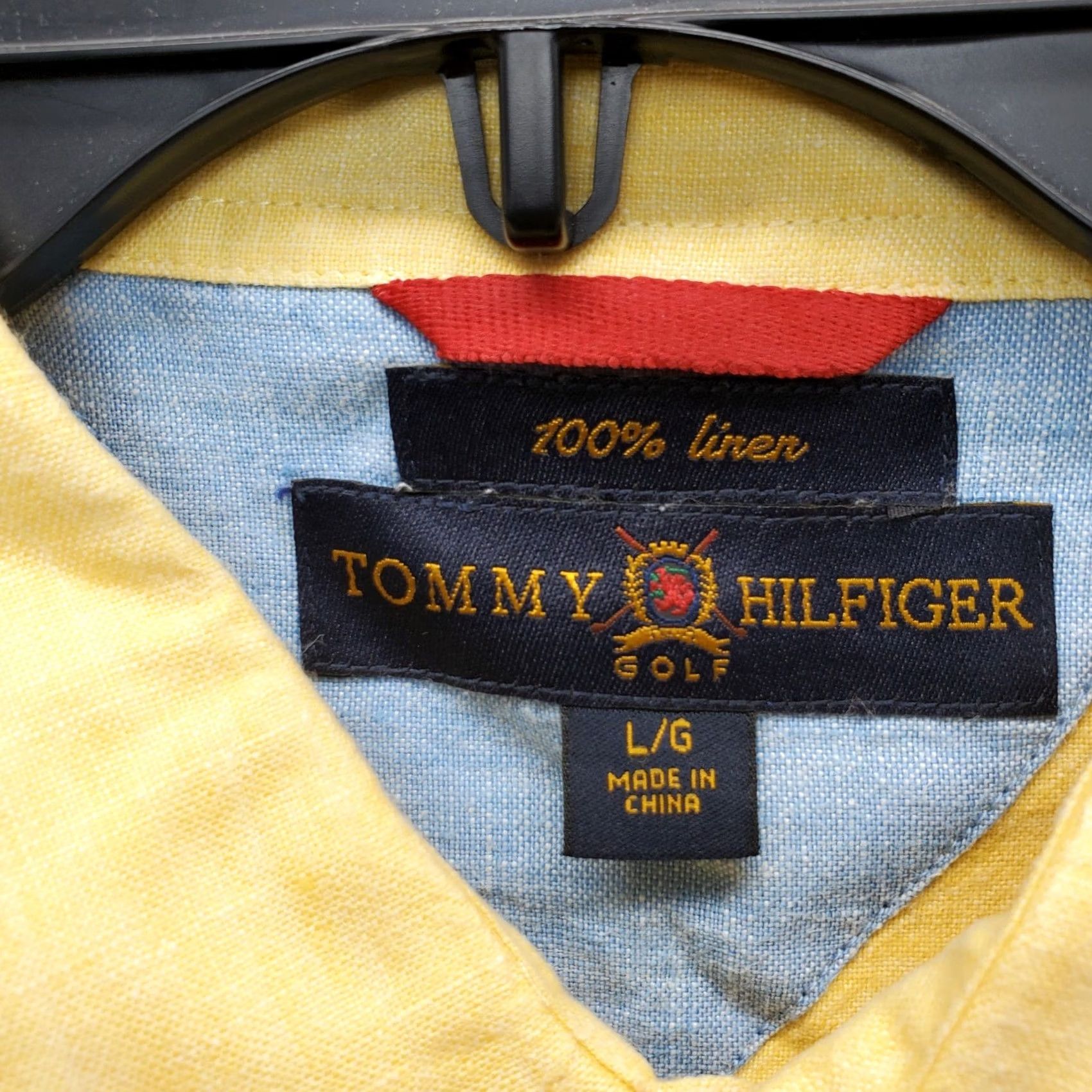 Tommy Hilfiger Tommy Hilfiger Golf Shirt Mens Large Yellow Linen Pinehurst Collared Button-Up Size US L / EU 52-54 / 3 - 7 Thumbnail