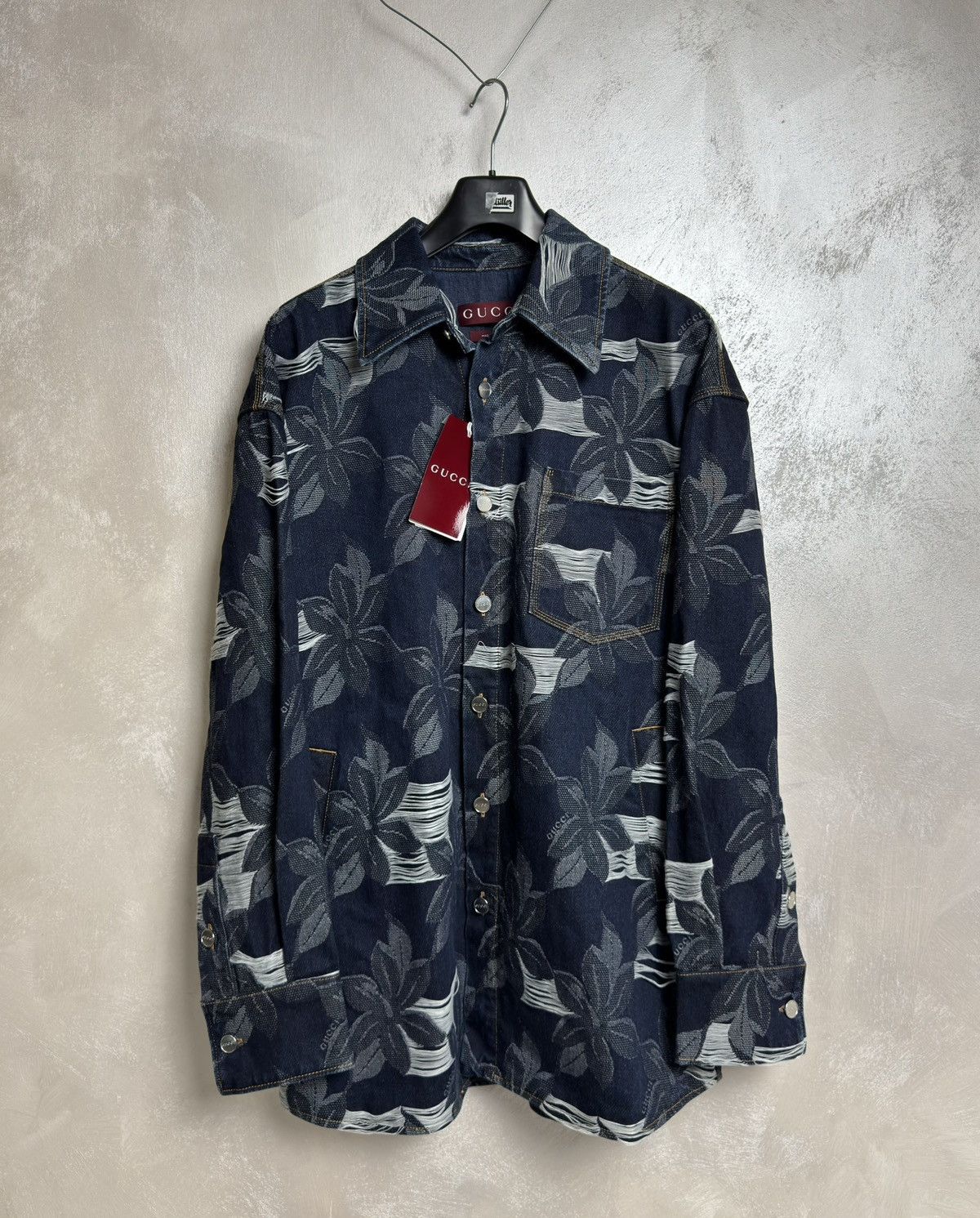 Gucci Gucci Blue Denim Shirt Jacket Floral Pattern Size US M / EU 48-50 / 2 - 1 Thumbnail