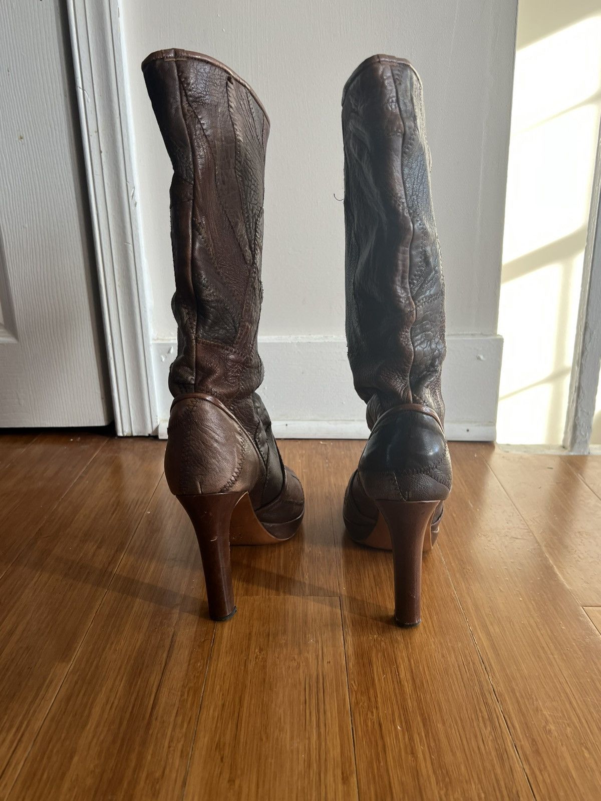 Hysteric Glamour 2000s Hysteric Glamour Patchwork Leather Boots Size US 9 / IT 39 - 7 Thumbnail