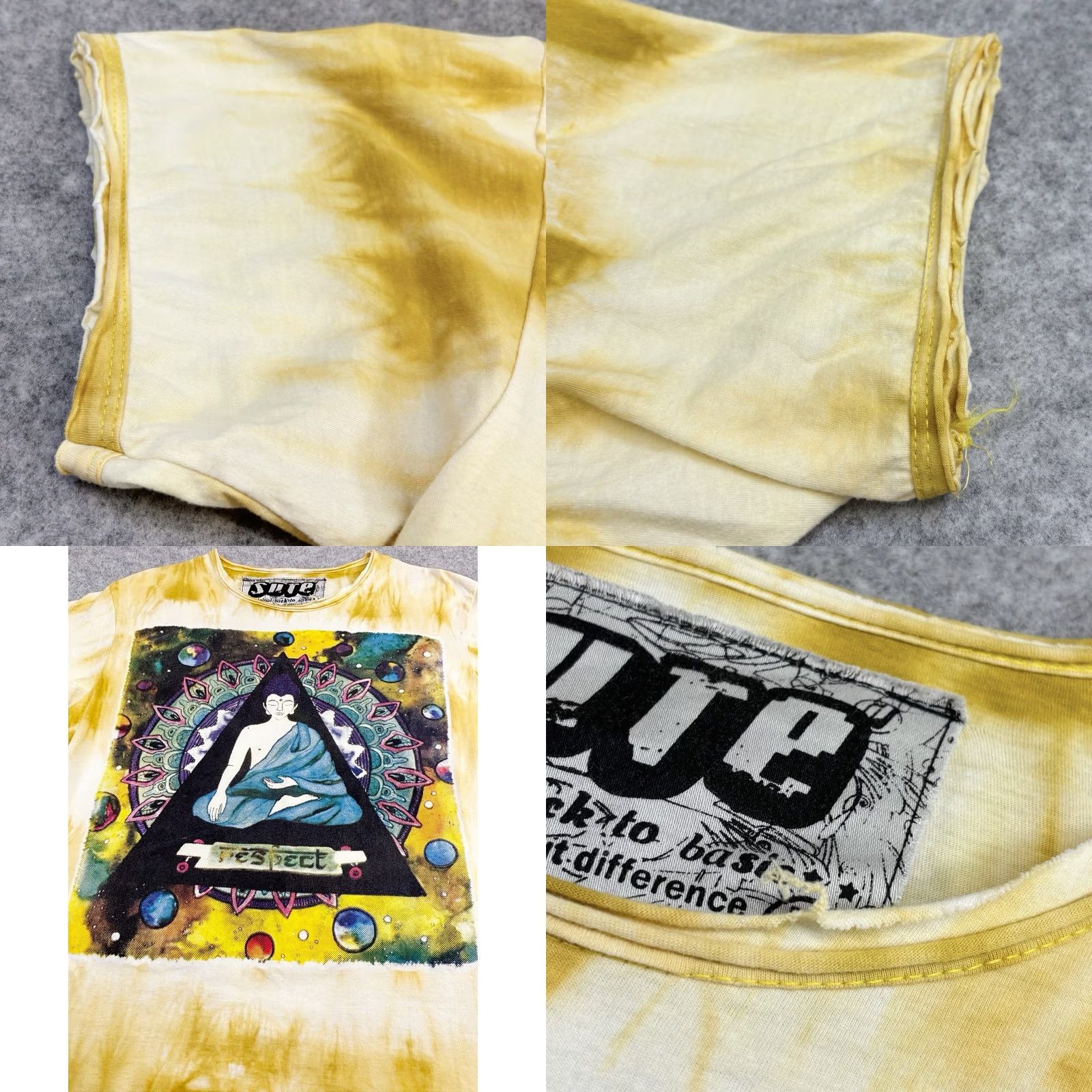 Vintage SURE tie dye spiritual design T-Shirt Yellow Large Mens Short Sleeve Shirt Size US L / EU 52-54 / 3 - 8 Thumbnail