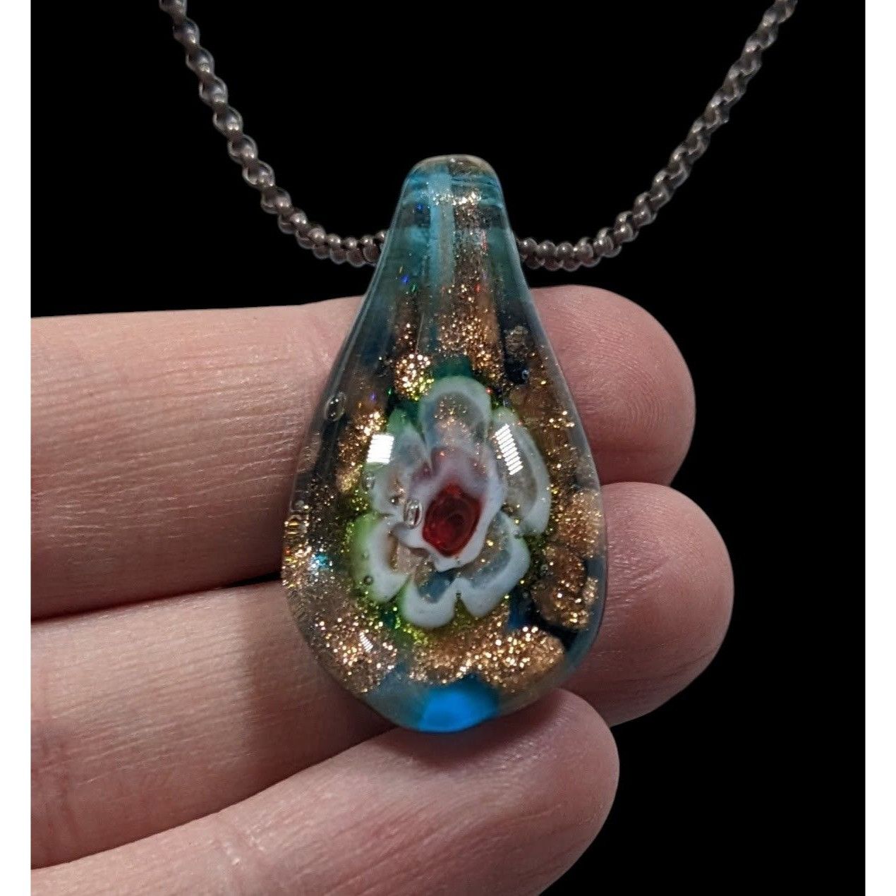 Other Floral Cottagecore Handblown Glass Pendant Necklace Size ONE SIZE - 3 Thumbnail