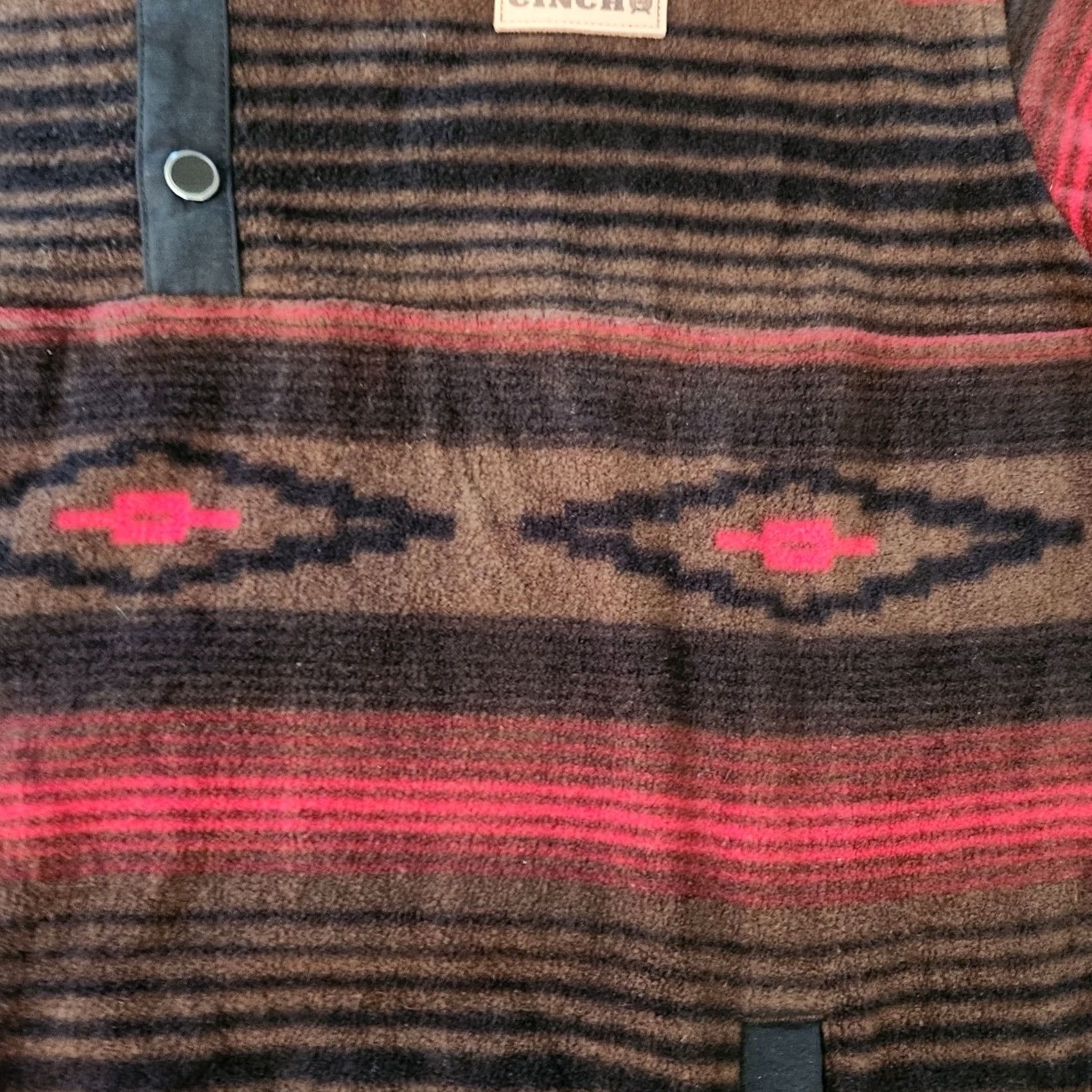 Vintage Cinch Aztec Polar Fleece Mens Medium 1/4 Snap Button AOP Nortic Red Striped Sweater Pullover Mens Size US M / EU 48-50 / 2 - 3 Thumbnail