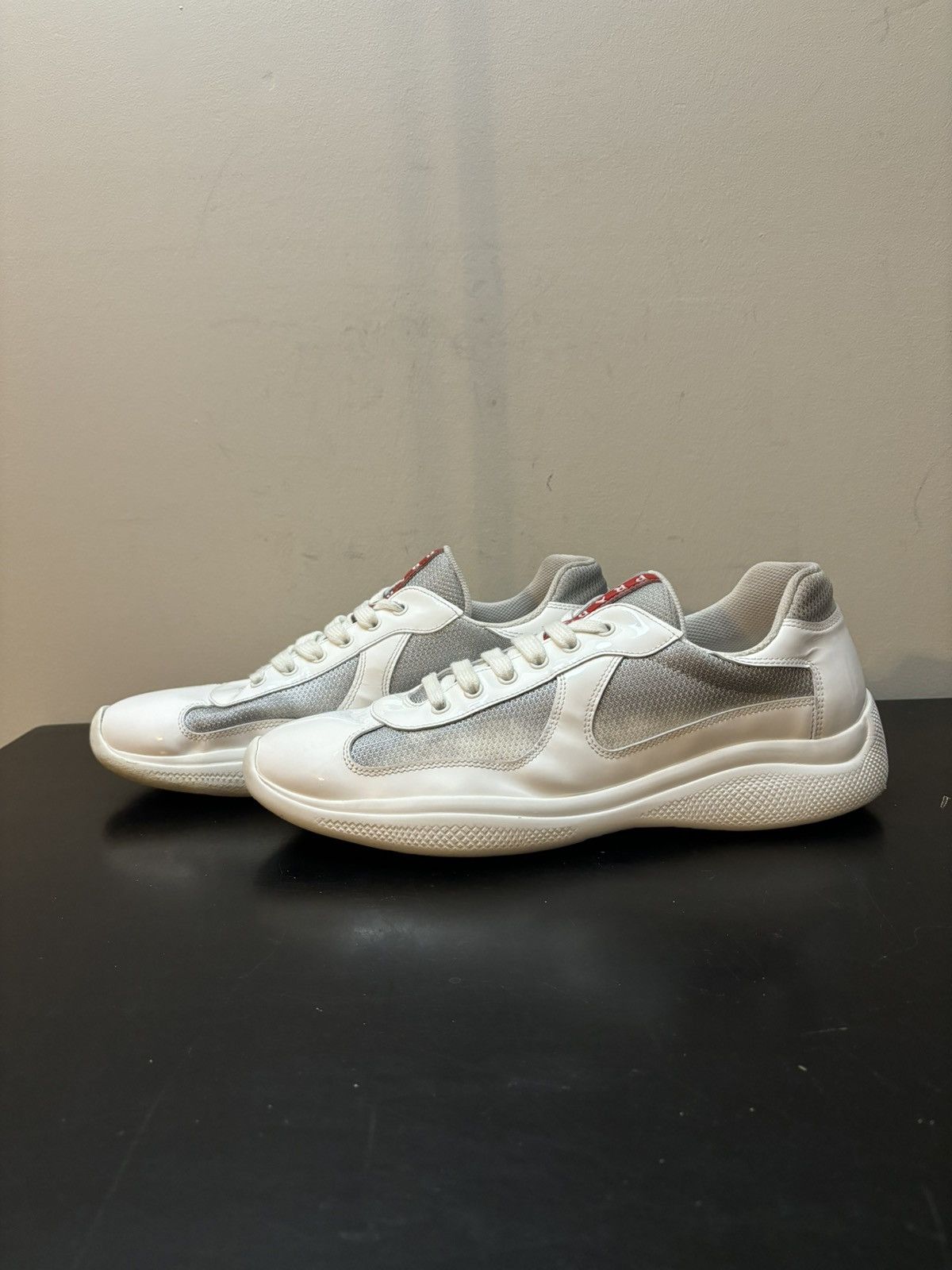 Prada Prada America’s Cup Patent Leather Sneakers White Grey Size US 10 / EU 43 - 1 Thumbnail