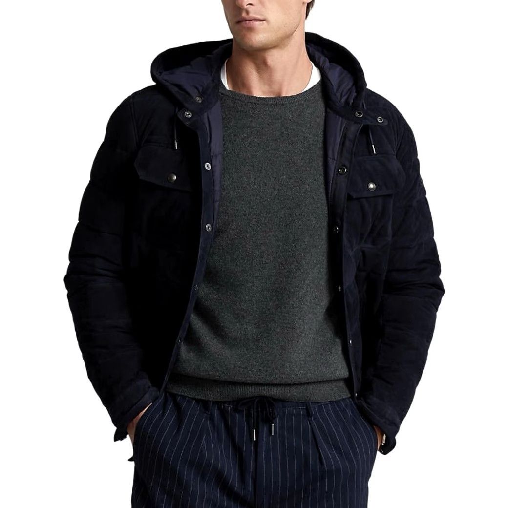 Ralph Lauren Ralph Lauren Polo Quilted Suede Hooded Jacket S Dark Blue Mens Quilted Hooded Jacket Size US S / EU 44-46 / 1 - 3 Thumbnail