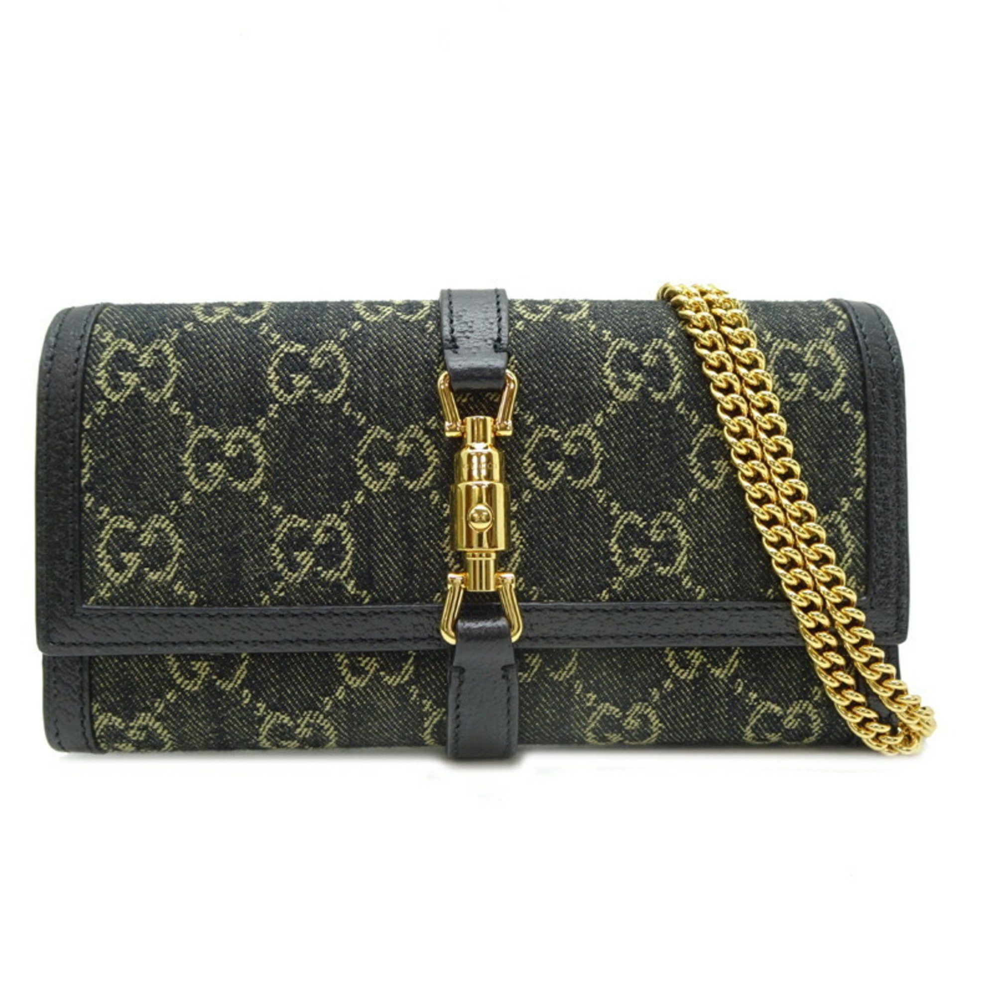 Gucci Gucci Jackie 1961 Chain Wallet, Women's, 652681, GG Canvas, Black Size ONE SIZE - 1 Thumbnail