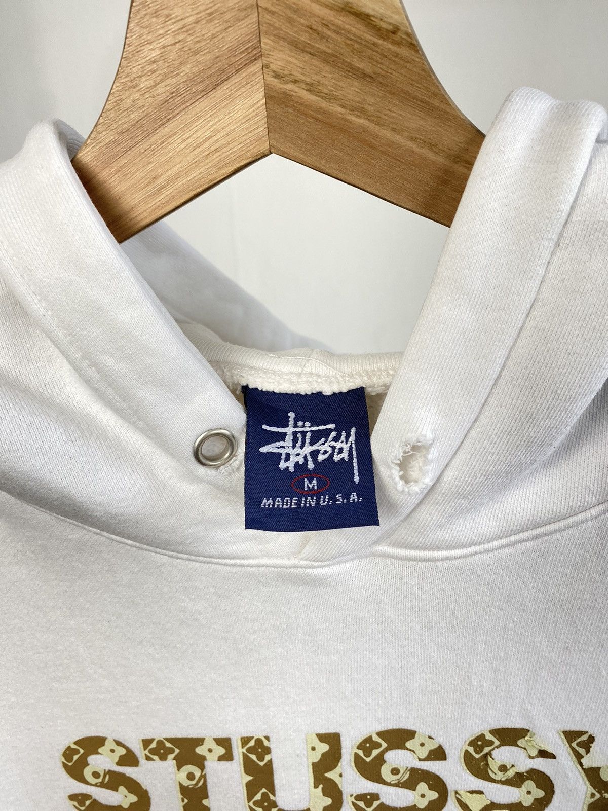 Stussy × Vintage Vintage 90s Stüssy LV monogram hoodie Size US M / EU 48-50 / 2 - 4 Thumbnail