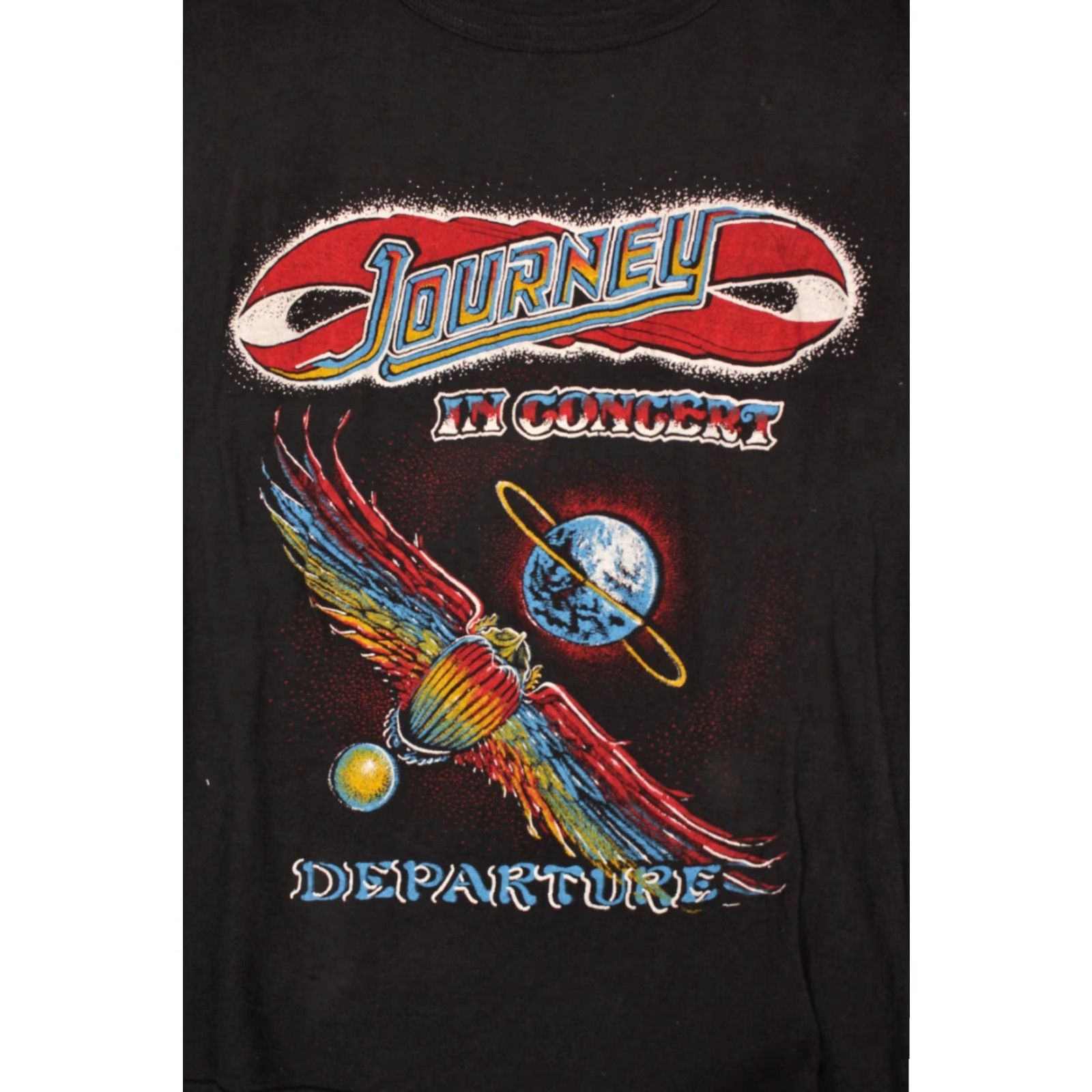 Vintage VINTAGE Men’s VTG 1980 Journey Band TShirt Departure Tour Sz M 1980s Band 80s Black Cotton Graphic Tee Mens Size US M / EU 48-50 / 2 - 3 Thumbnail