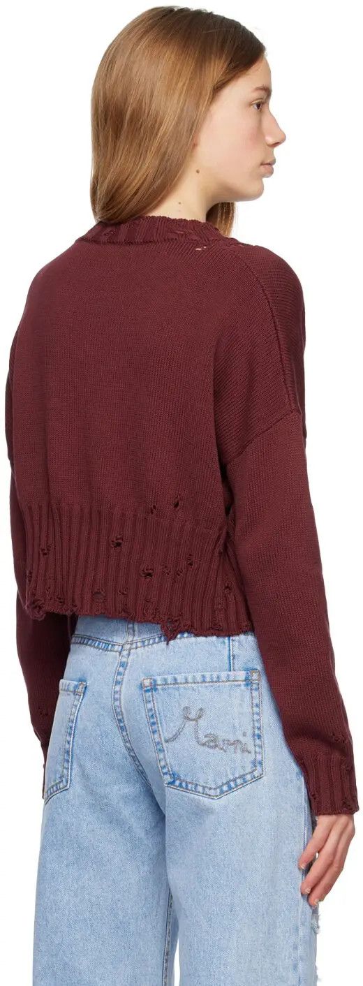 Marni o1w1db10824 Distressed Sweater in Burgundy Size M / US 6-8 / IT 42-44 - 3 Thumbnail