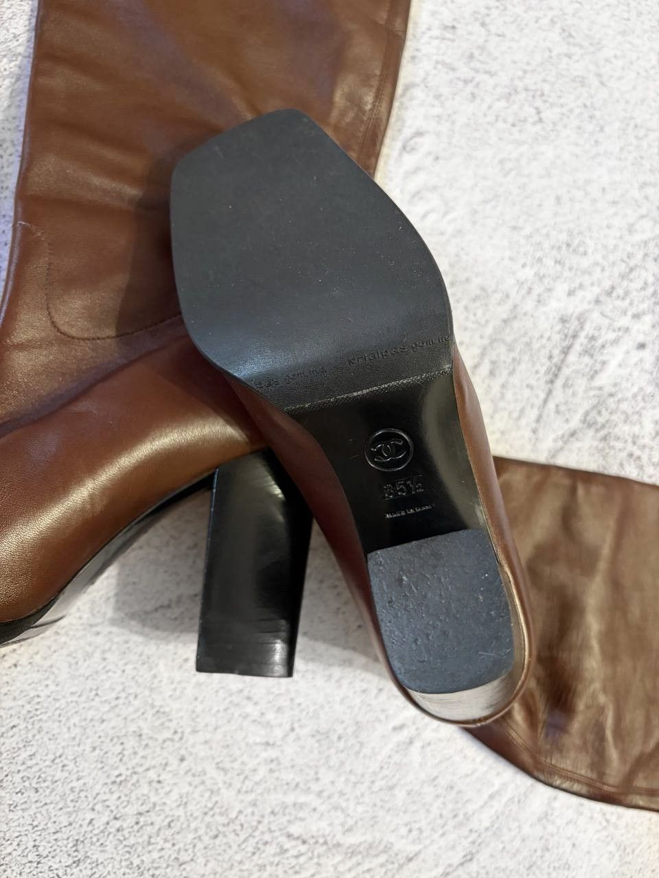 Chanel CHANEL Vintage CC Logo Brown Leather Knee High Boots Size US 5.5 / IT 35.5 - 13 Thumbnail
