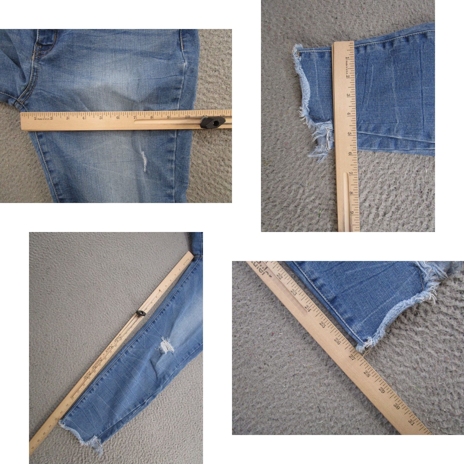 Vintage Kancan Womens Jeans Distressed Medium Wash Size 13 30 Stretch Denim 5-Pocket Ankle Regular Fit Blue Medium Wash Womens Jeans Size 34" / US 12 / IT 48 - 8 Thumbnail