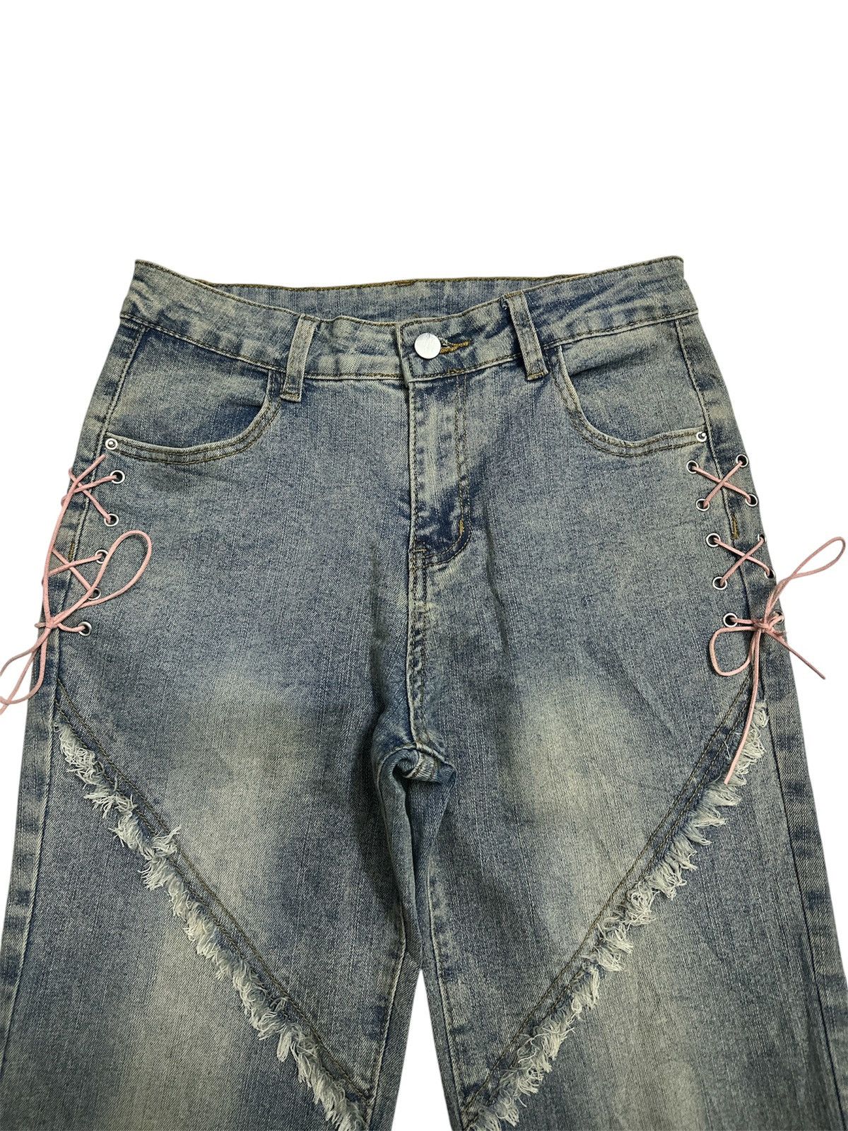 GOA 2000s Distressed Bondage Flare Y2K Goa Lgb Avant Garde Size US 31 - 2 Thumbnail