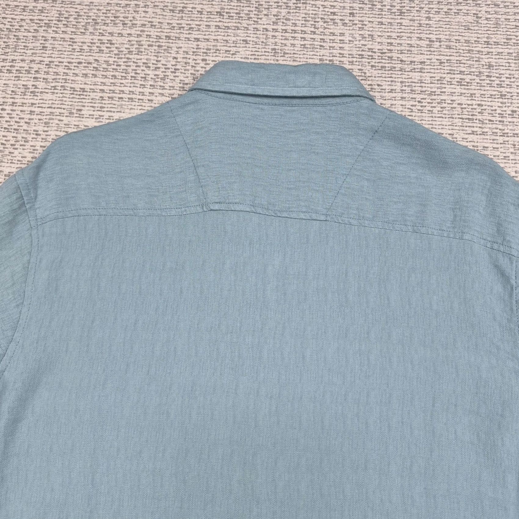 Vintage VINTAGE White Horse Button Up Shirt Mens 2XL Blue Short Sleeve Band Collar Casual Size US XXL / EU 58 / 5 - 7 Thumbnail