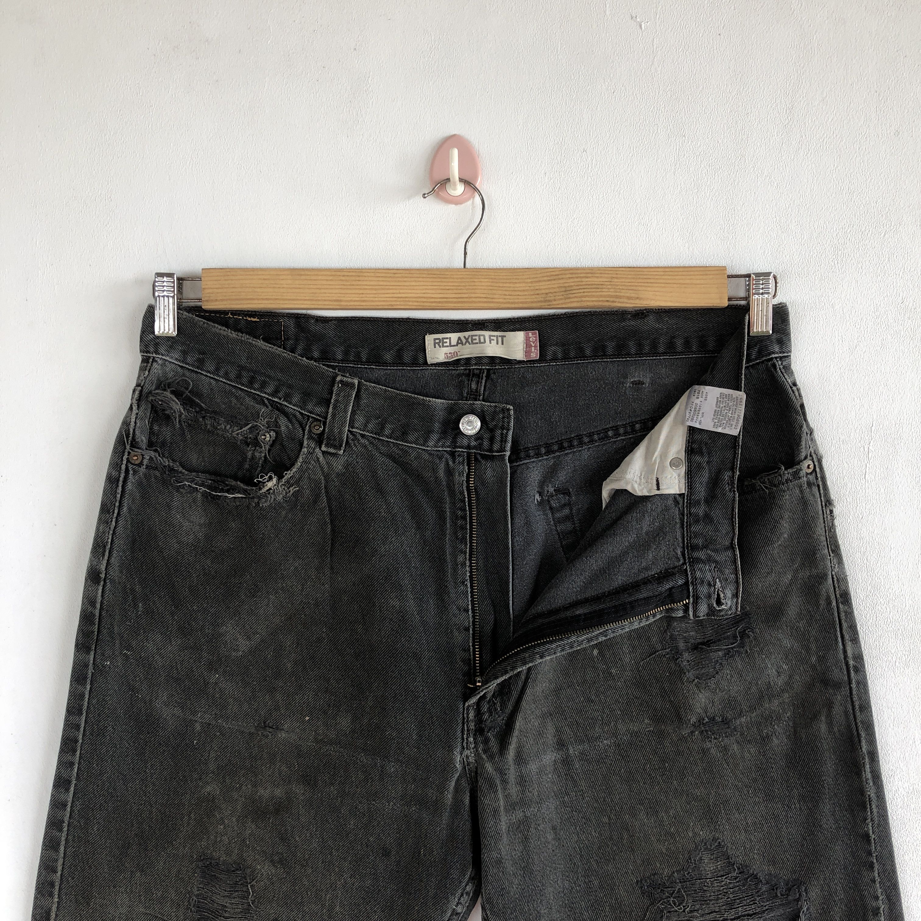 Levi's Distressed Levis 550 Jeans Super Black Levis 550 Denim Size US 32 / EU 48 - 5 Thumbnail