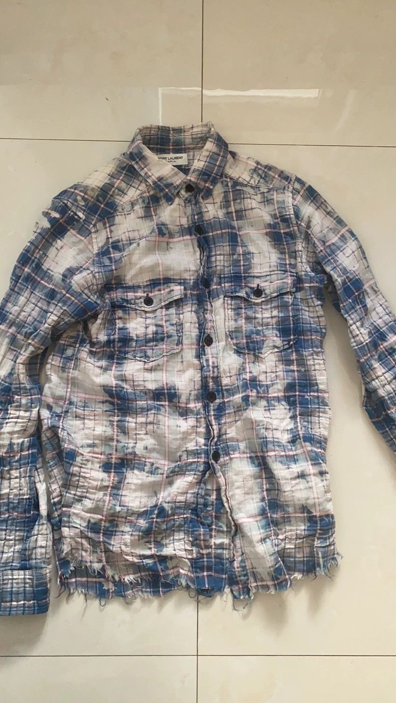 Saint Laurent Paris Saint Laurent Blue Plaid Long Sleeve Shirt Size US XS / EU 42 / 0 - 1 Thumbnail