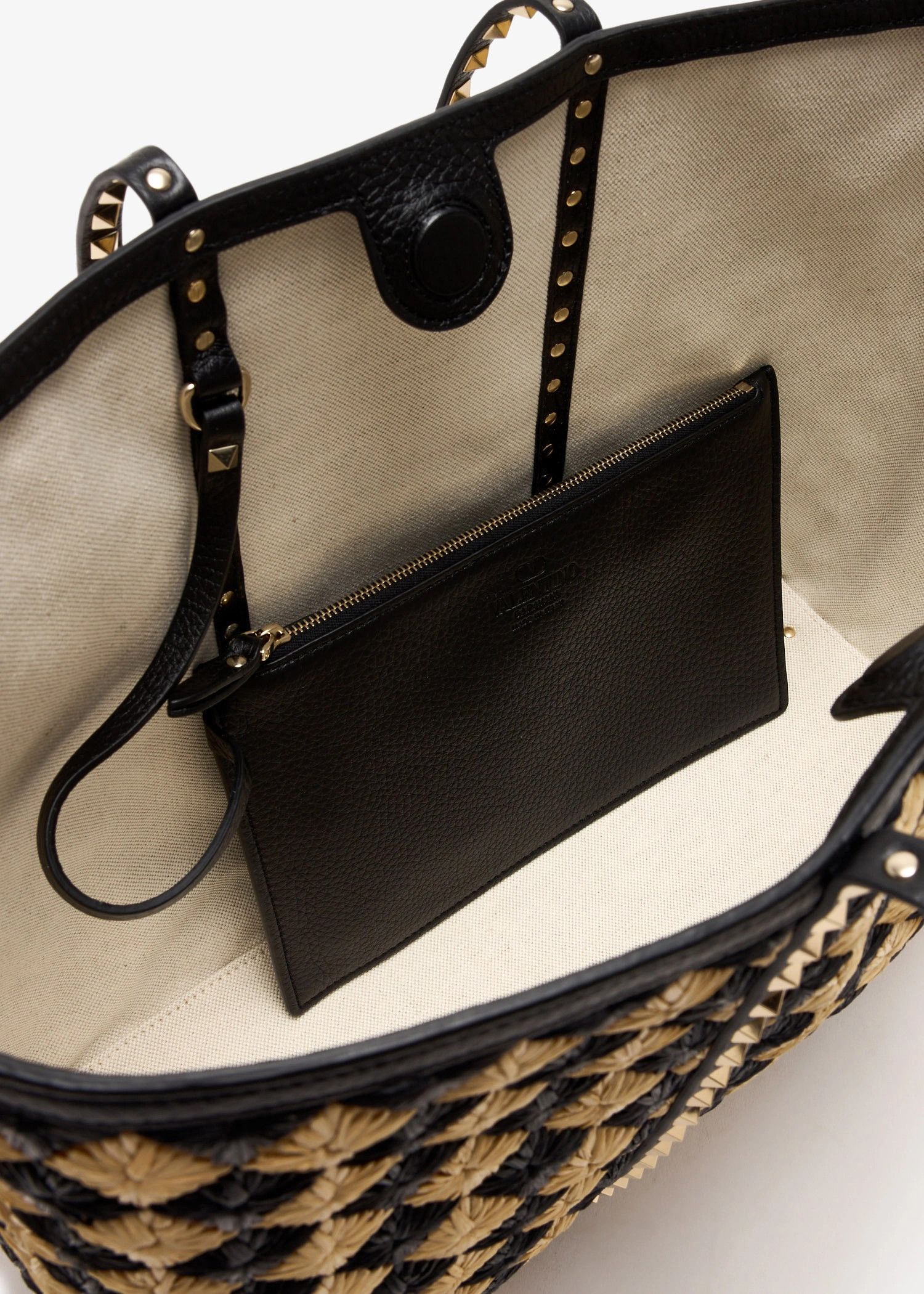 Valentino os11x0126 Size: OS / Rockstud Tote Bag in Black/Beige Size ONE SIZE - 4 Thumbnail