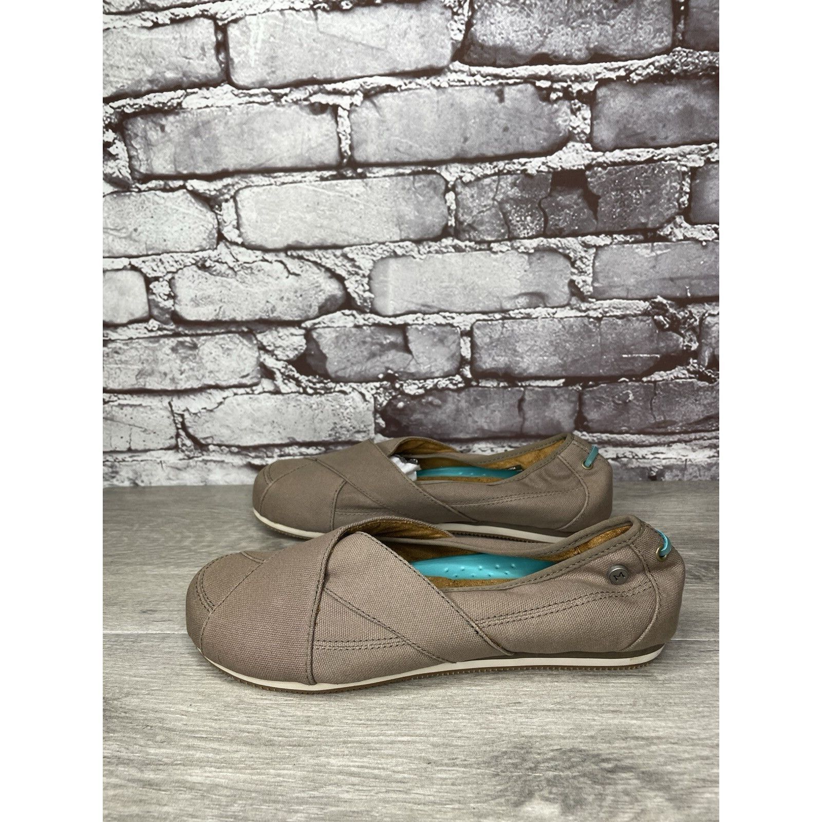 NOZO Mozo Taupe Canvas Fabric Comfort Slip Ballet Flats Shoes Wom Size US 7.5 / IT 37.5 - 9 Thumbnail