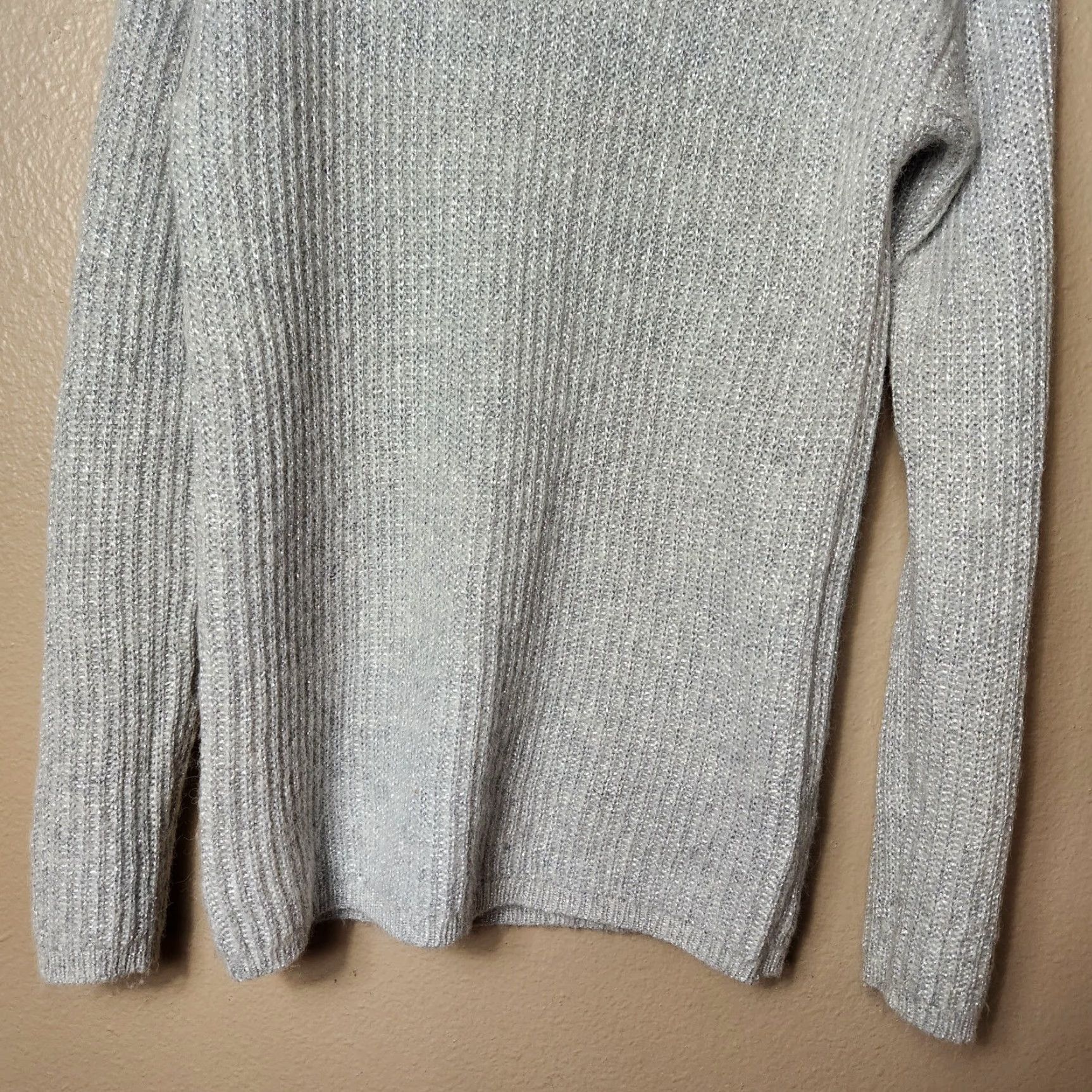 Banana Republic Banana Republic Silver Metallic Wool Alpaca Blend Rib Knit Sweater-Size M Womens Pullover Christmas Holiday Festive Winter Crewneck Size M / US 6-8 / IT 42-44 - 5 Thumbnail