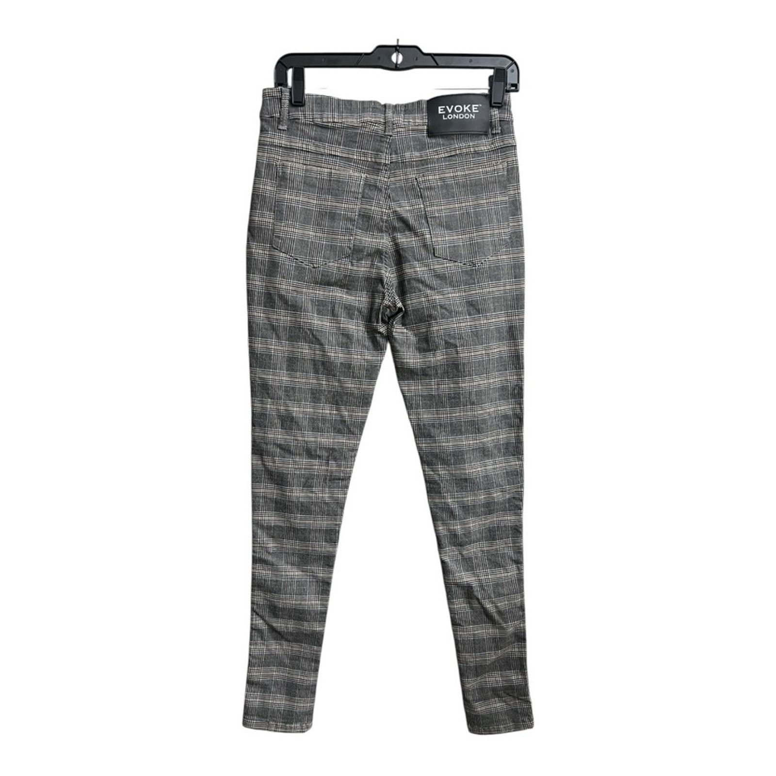 Vintage Evoke London Gray Black Ankle Pant Plaid Pattern Slim Fit 30 Size 30" / US 8 / IT 44 - 2 Thumbnail