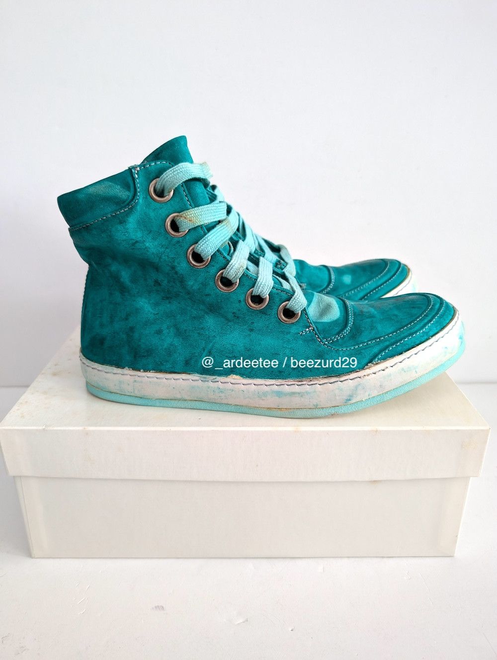 A1923 *NEW* OIL CAVALLO HIGH TOP SNEAKERS MINT Size US 7 / IT 37 - 2 Thumbnail