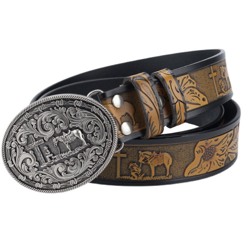 Designer New Trend Vintage Belt Riveted Belts Menswear Accessories Size ONE SIZE - 5 Thumbnail
