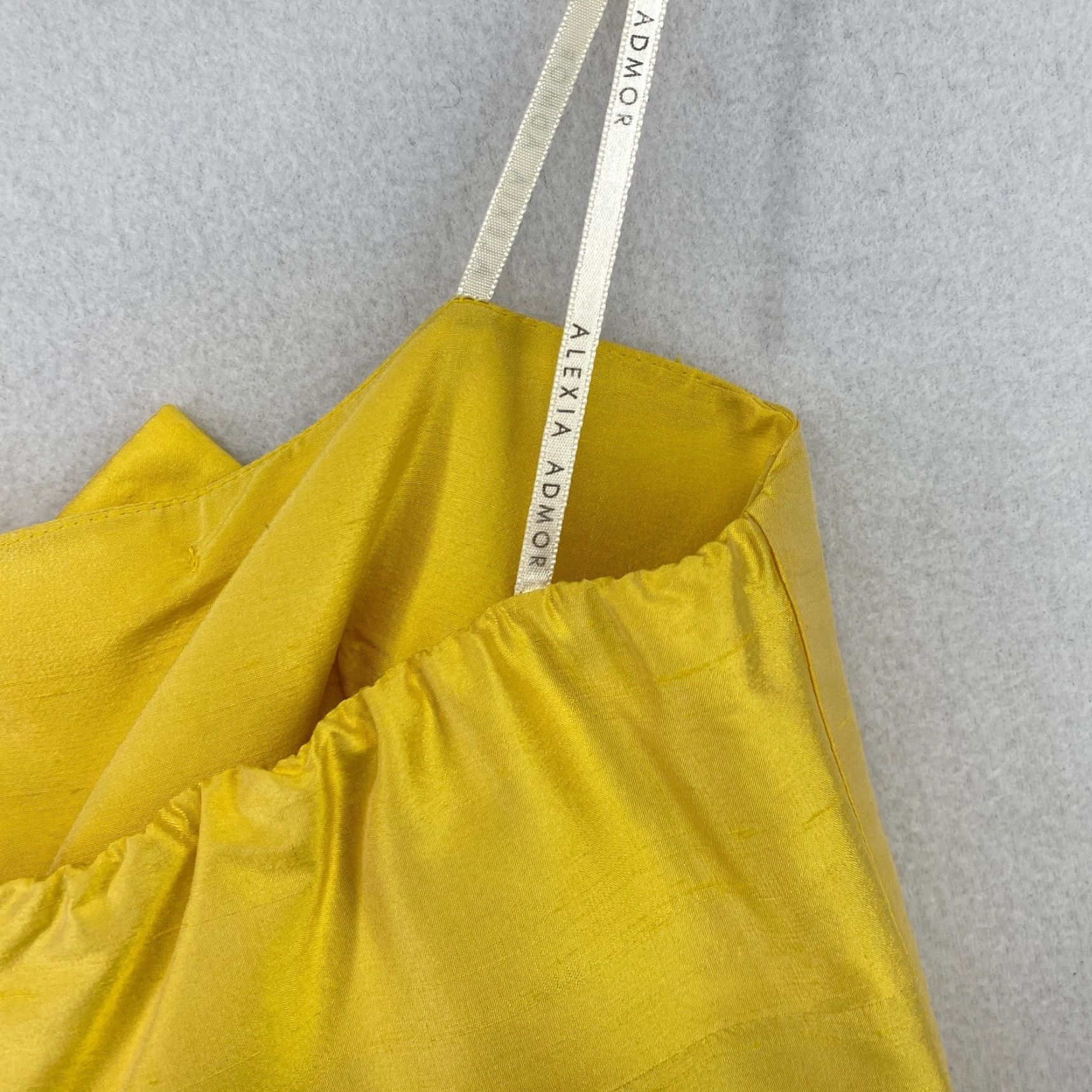 Alaxia Admor Silk Mini Dress M Strapless Bow Yellow Cocktail Party USA Womens