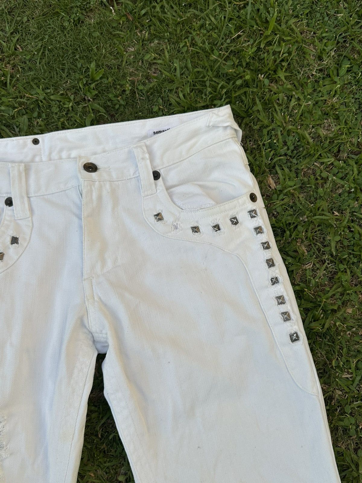 semanticdesign Semanticdesign Studded Pocket Flare White Denim Size US 30 / EU 46 - 17 Thumbnail