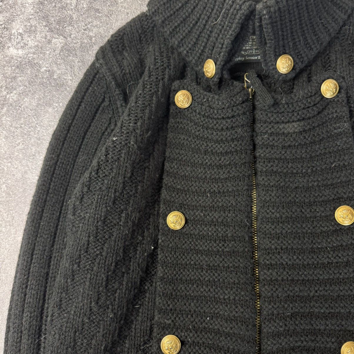 If Six Was Nine Napoleon Black Knitted Military Cardigan Gold Crest Buttons Size S / US 4 / IT 40 - 2 Thumbnail