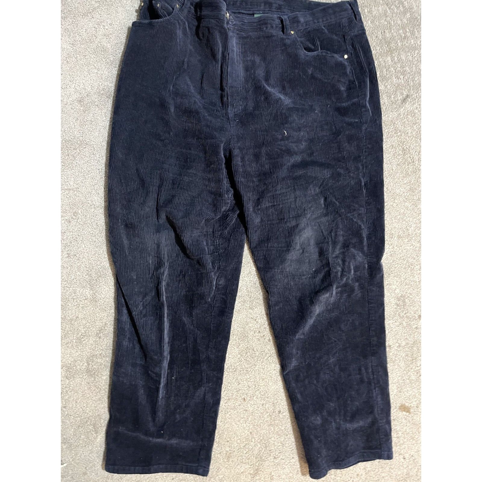 Ralph Lauren Lauren Ralph Lauren Womens 20W Navy Blue Corduroy Straight Leg Pants 100% Cotton Size 42" / US 20 - 3 Thumbnail