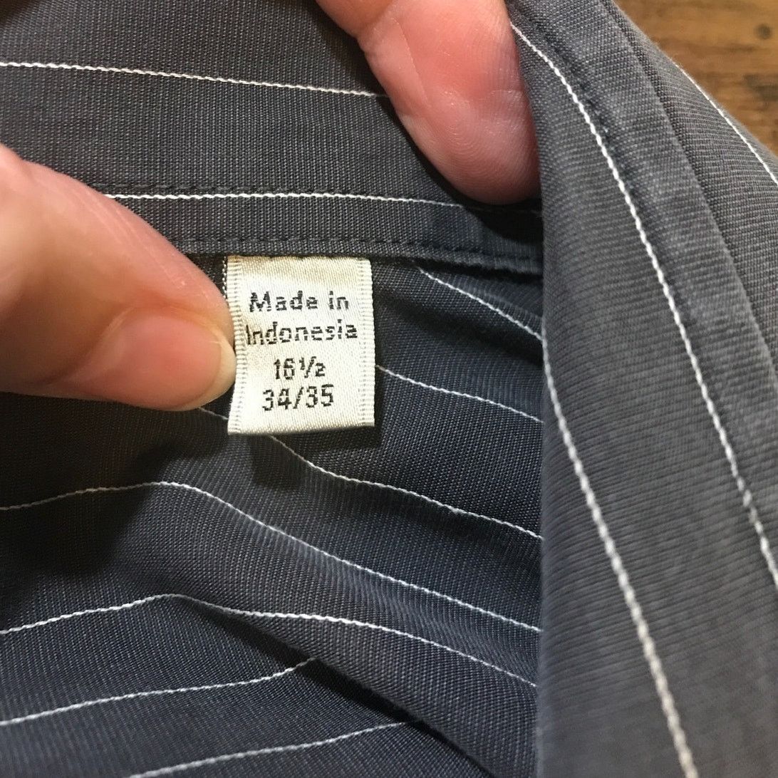 Calvin Klein Calvin Klein Gray Cotton Pinstripe Shirt Men Tall XL Size US XL / EU 56 / 4 - 4 Thumbnail