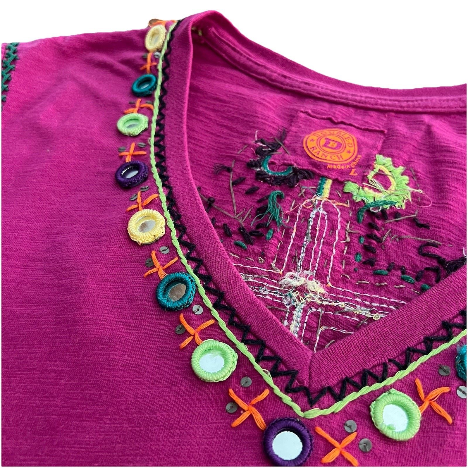 Double D Ranch Double D Ranch (L) Purple Embroidered Bling Shirt Western Size L / US 10 / IT 46 - 2 Thumbnail