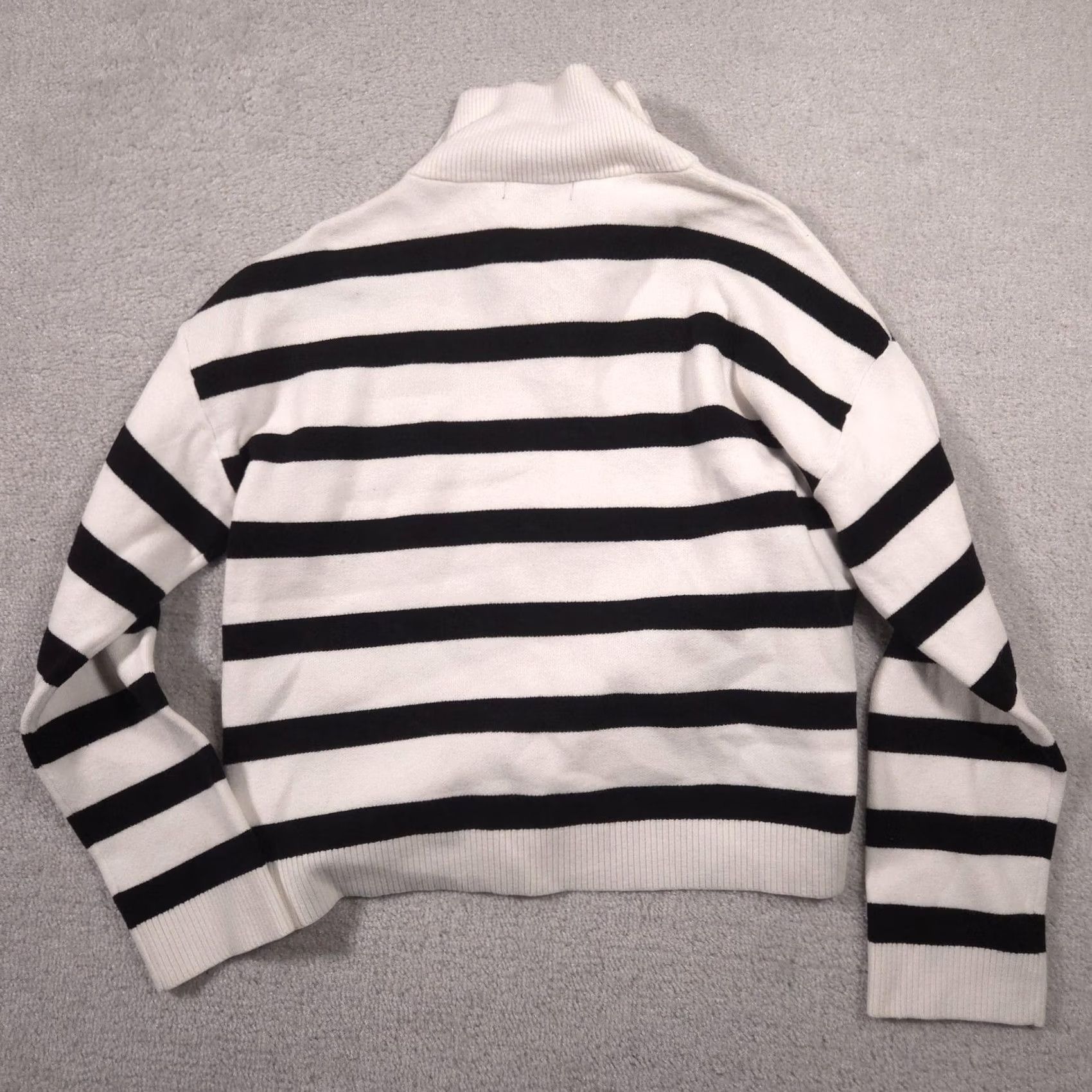 Vintage Tahari Sweater Womens L White Black Stripe Mock Neck 1/2 Zip Knit Pullover Pullover Knit Shirt Women Regular Fit Winter Casual Size L / US 10 / IT 46 - 8 Thumbnail