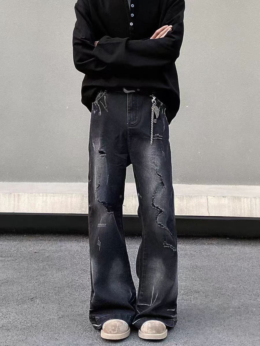 Designer × Jean × Vintage High street vintage ripped micro flare baggy jeans Size US 32 / EU 48 - 3 Thumbnail