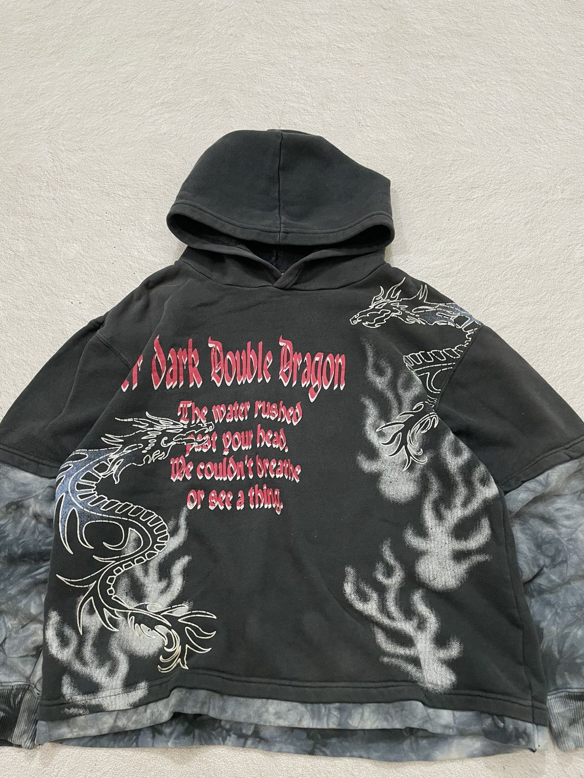 Japanese Brand 00s Japan Double Dragon Graphic Hoodie Tie Dye Gothic Print Size US S / EU 44-46 / 1 - 2 Thumbnail