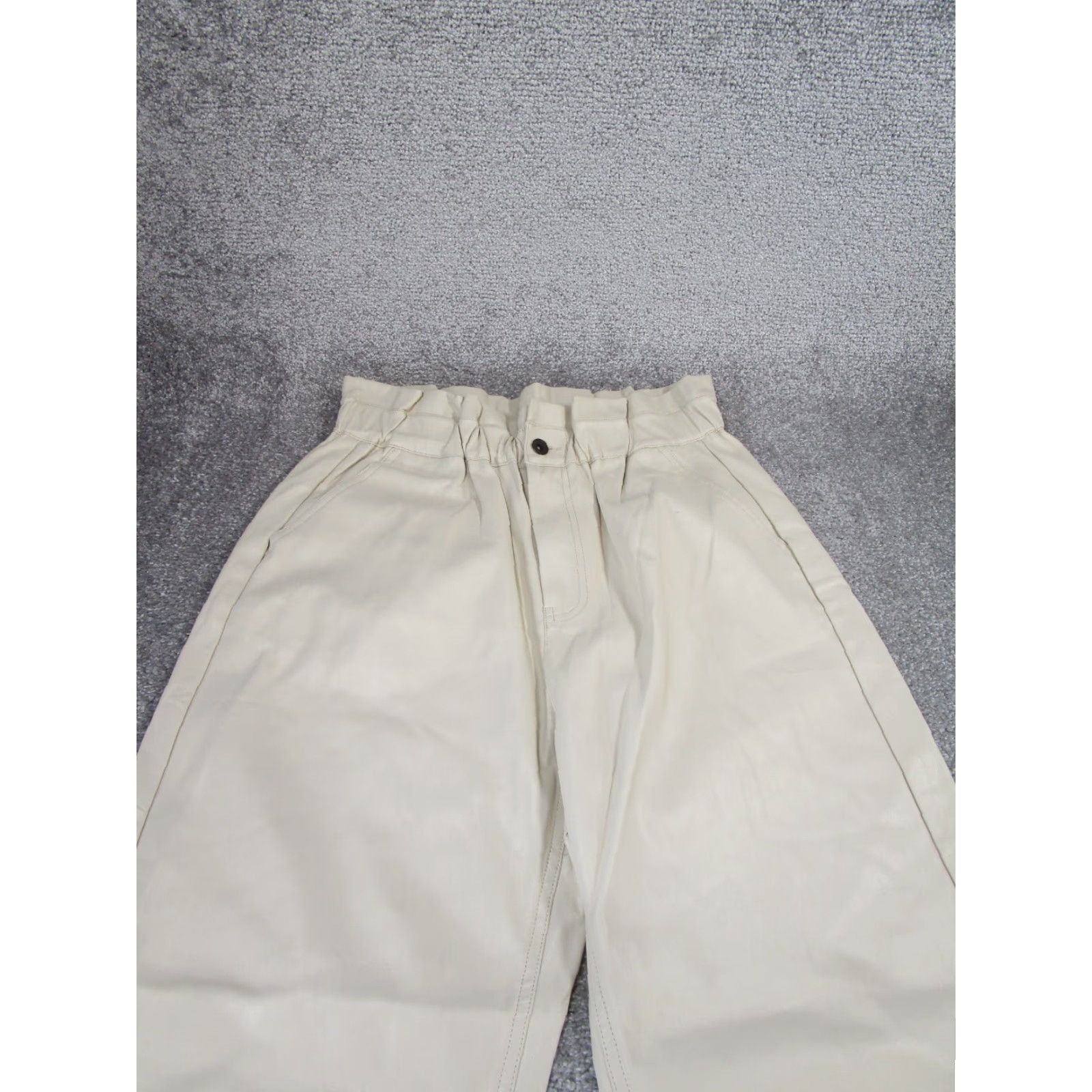 Zara ZARA Womens Pants 8 Beige Faux Leather Paperbag Waist Tapered Front Flat 90s Vibe Womens Pants Size 30" / US 8 / IT 44 - 3 Thumbnail