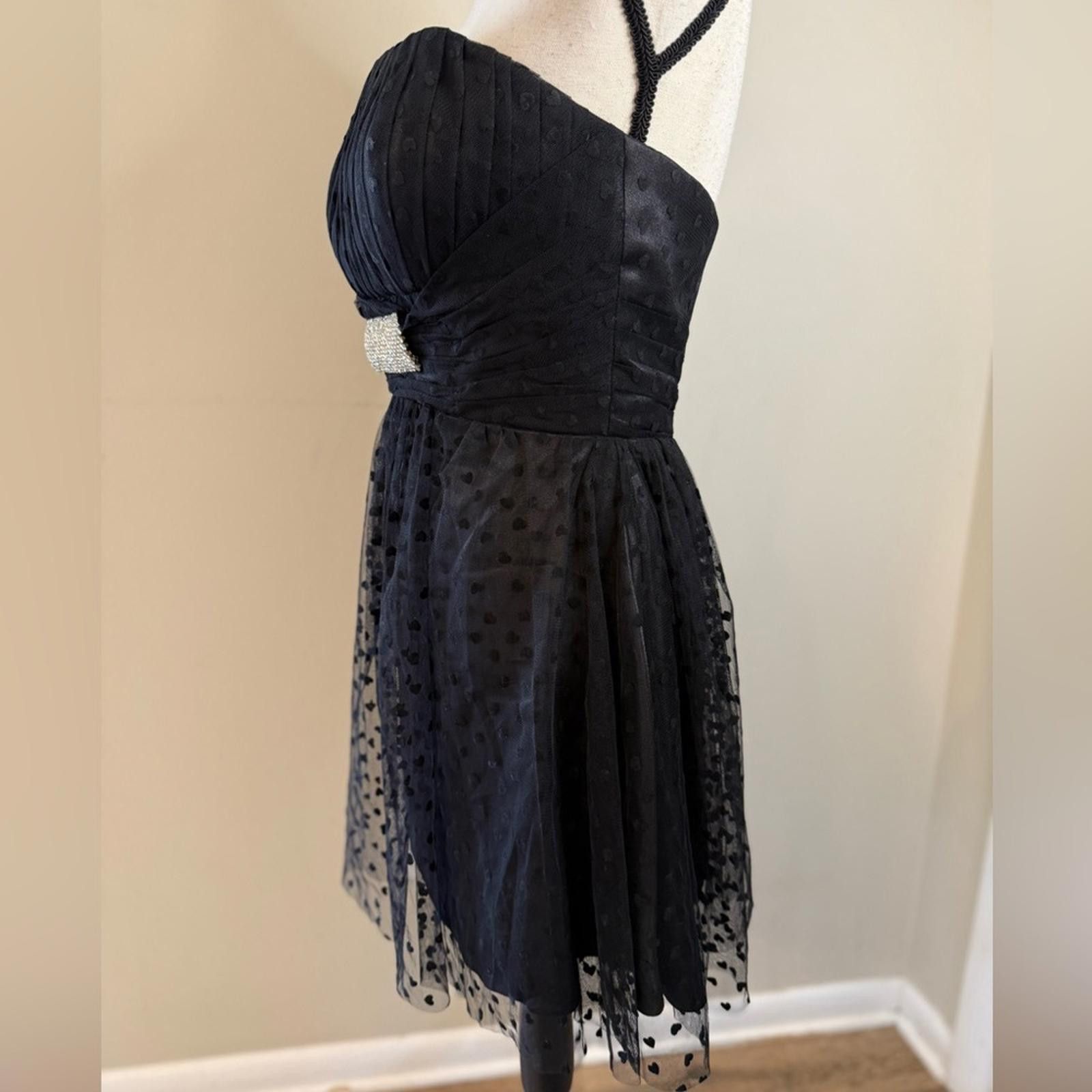 Other Strapless black heart polka dot fit & flare mini dress SZ M Size M / US 6-8 / IT 42-44 - 3 Thumbnail