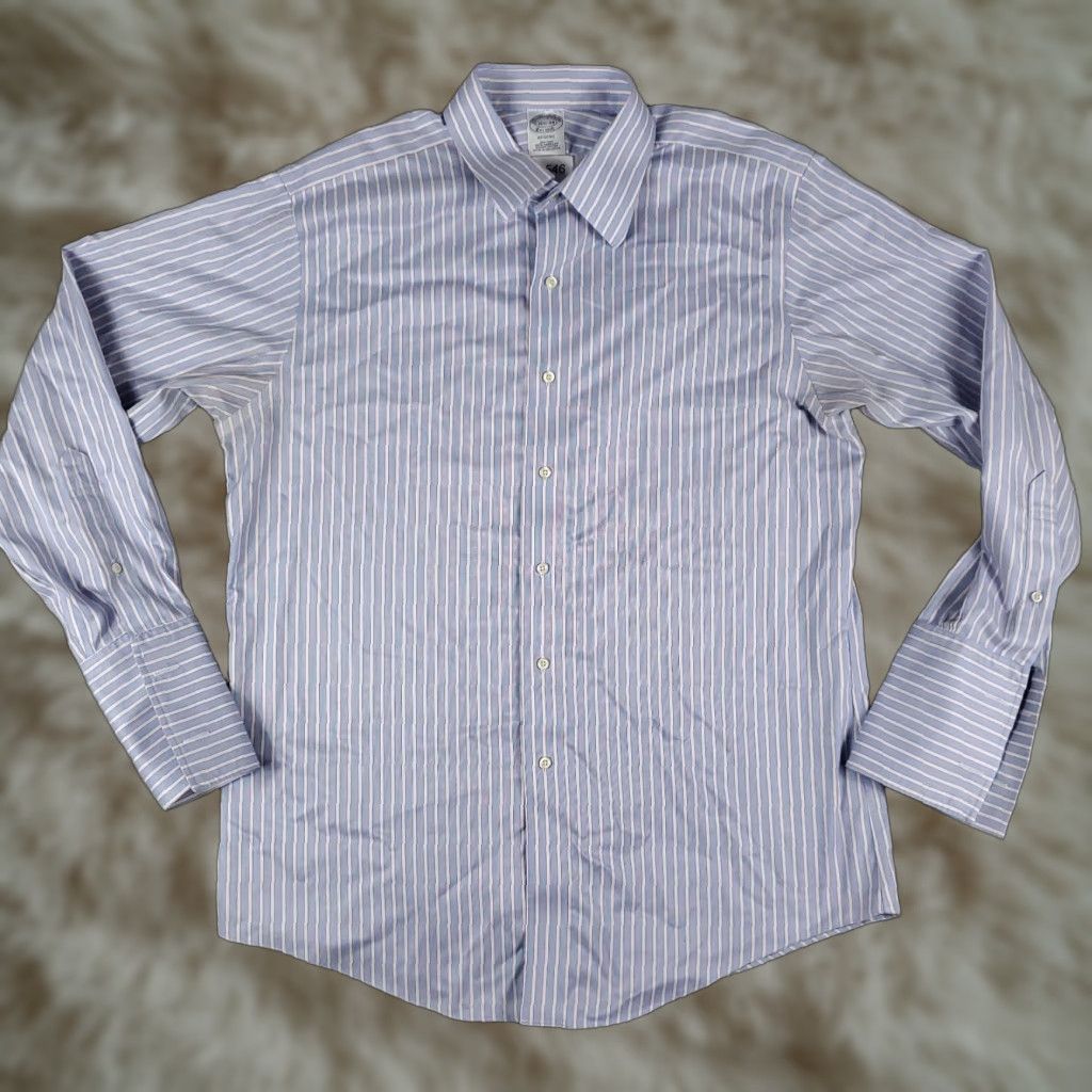 Brooks Brothers Brooks Brothers Dress Shirt Men's 16.5 Blue Striped Long Sleeve Button Up Non-Iron Regular Fit Classic Size US L / EU 52-54 / 3 - 1 Thumbnail