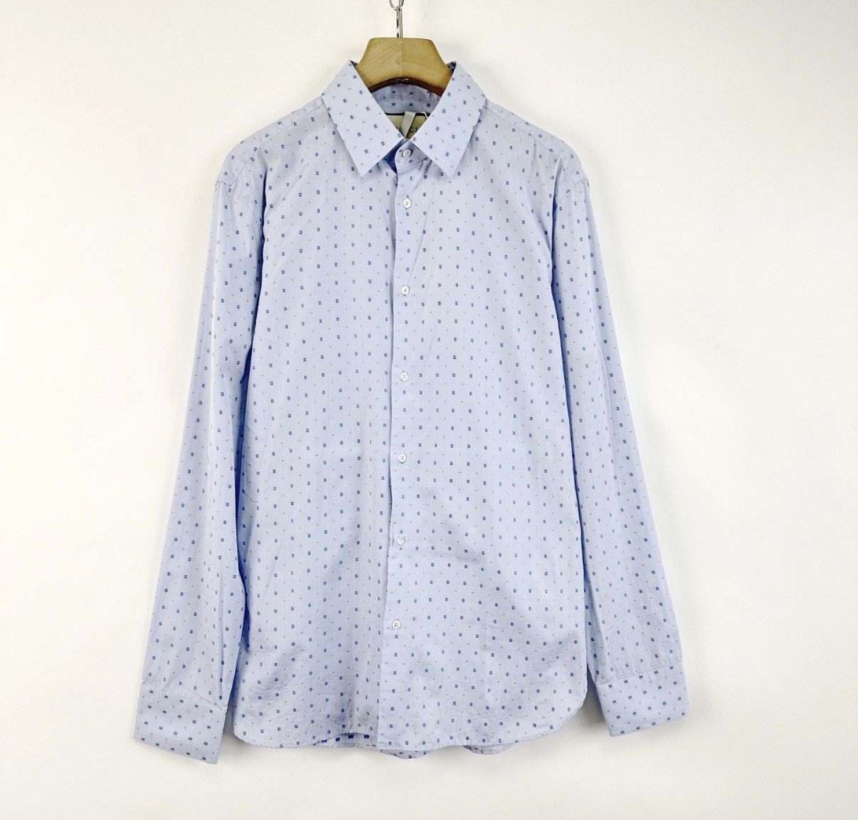 Gucci Gucci Light Blue Lapel Embroidered G Long Sleeve Shirt K12 Size US XS / EU 42 / 0 - 1 Thumbnail