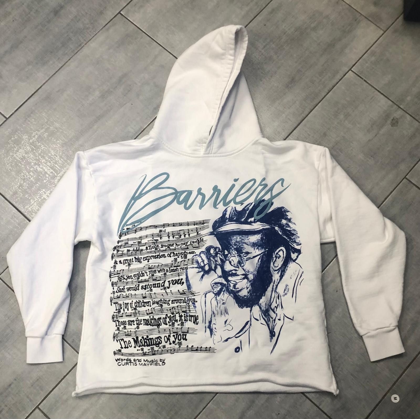 image of Barriers Curtis Mayfield Hoodie Size Xxl in White, Men's