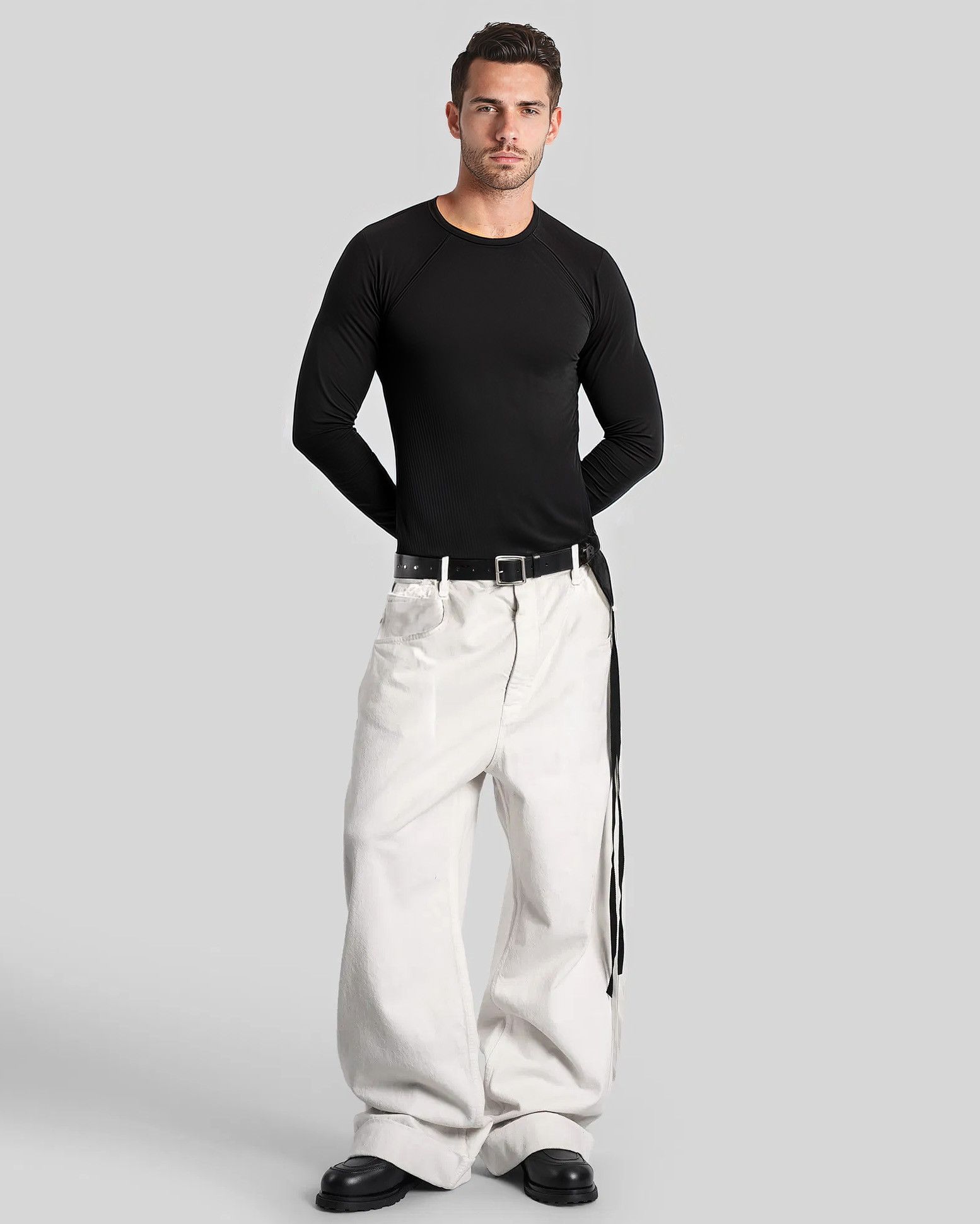 Ann Demeulemeester High Comfort Strap Trousers Denim Ivory Size US 34 / EU 50 - 1 Thumbnail