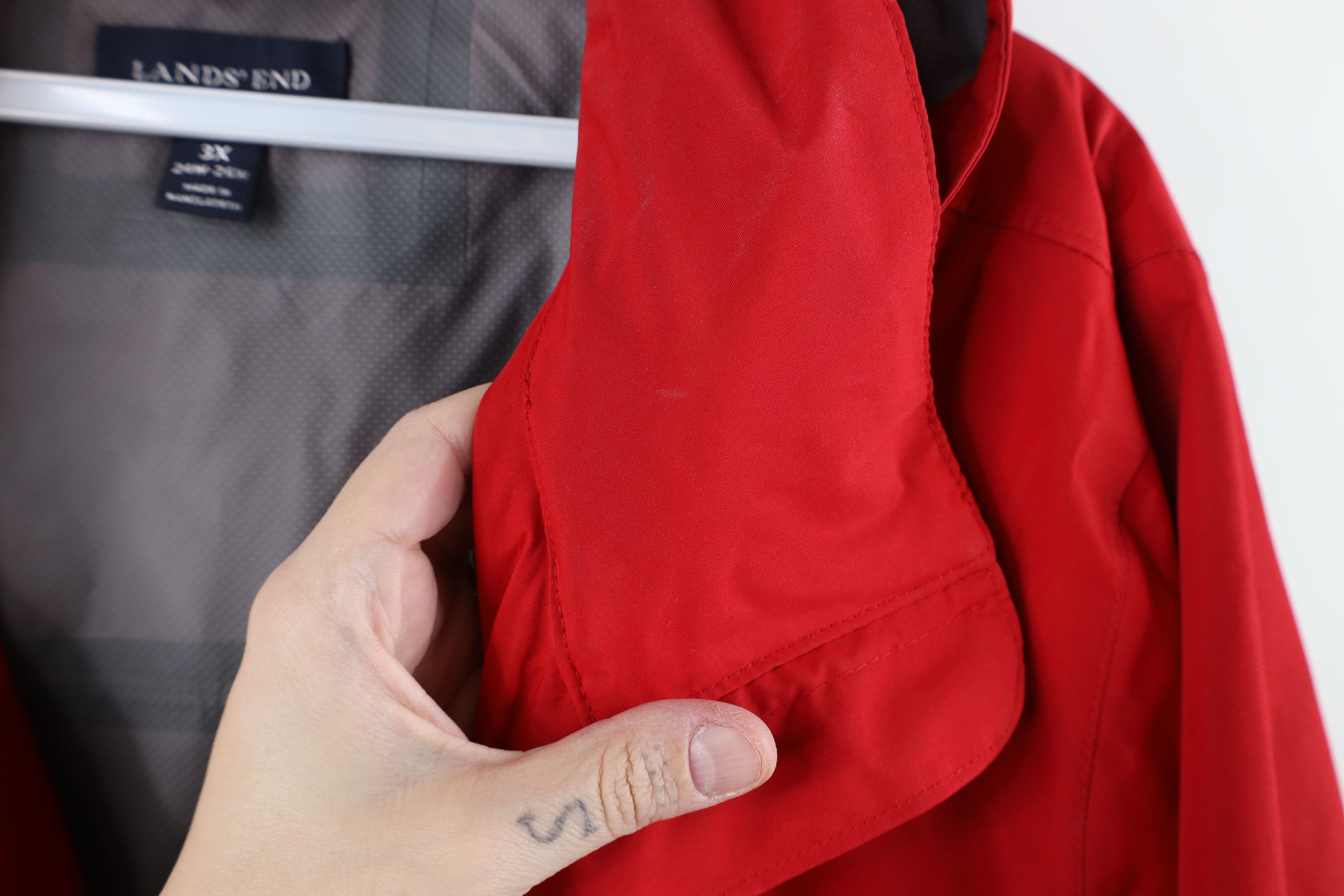Lands' End × Vintage Vintage Lands End Hooded Full Zip Rain Parka Jacket Red Size 3XL / US 20-22 - 9 Thumbnail