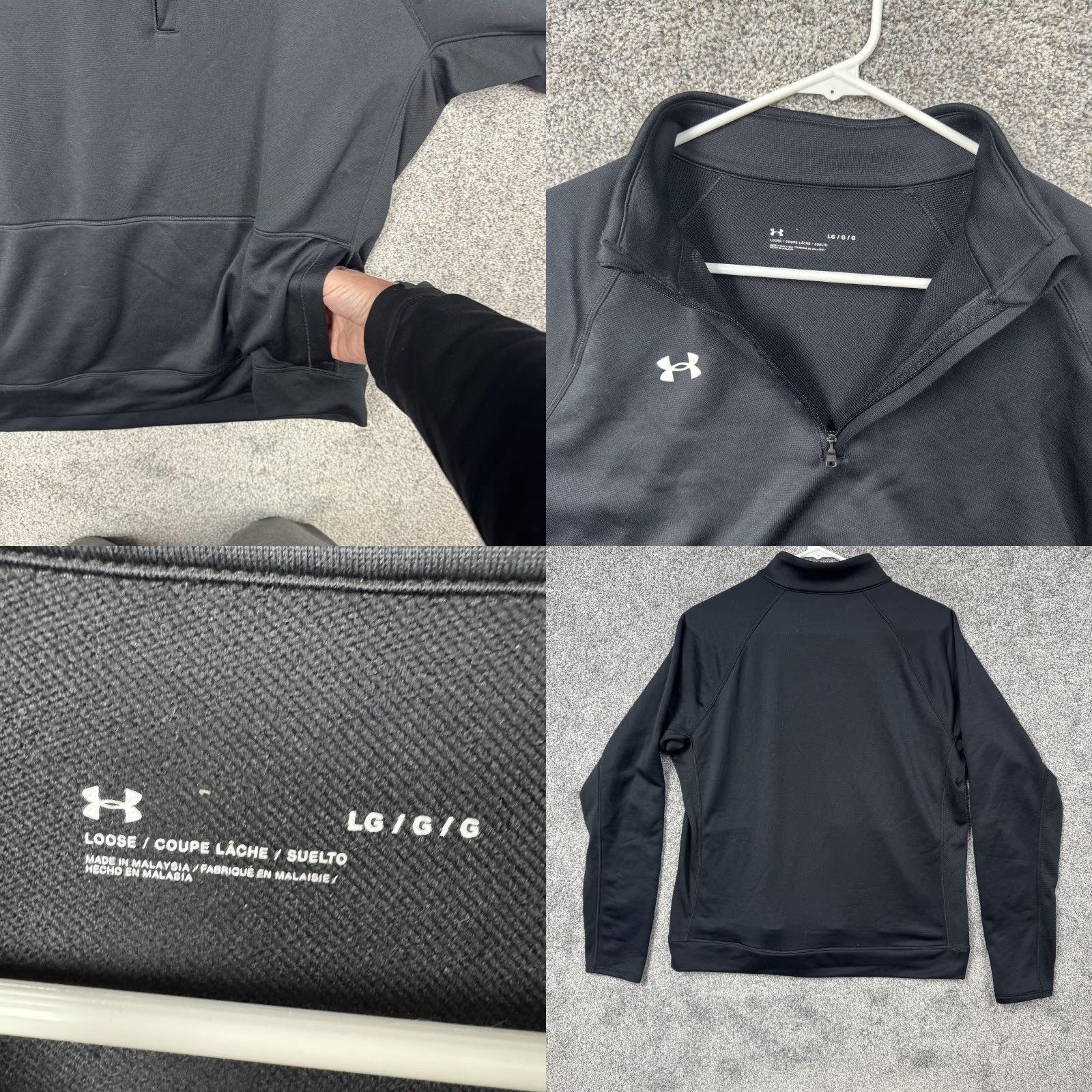 Under Armour Under Armour Pullover Mens Large Black 1/4 Zip Sweatshirt Pockets Athletic Size US L / EU 52-54 / 3 - 8 Thumbnail