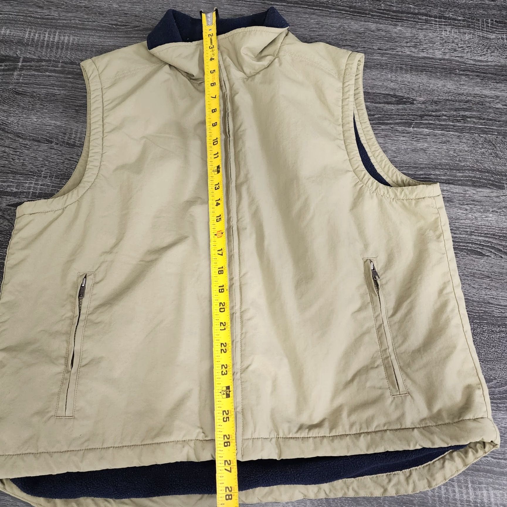 Vintage L.L. Bean Vest Fleece Lined Mens Large Beige Blue Windbreaker Outdoors Nylon Size US L / EU 52-54 / 3 - 7 Thumbnail