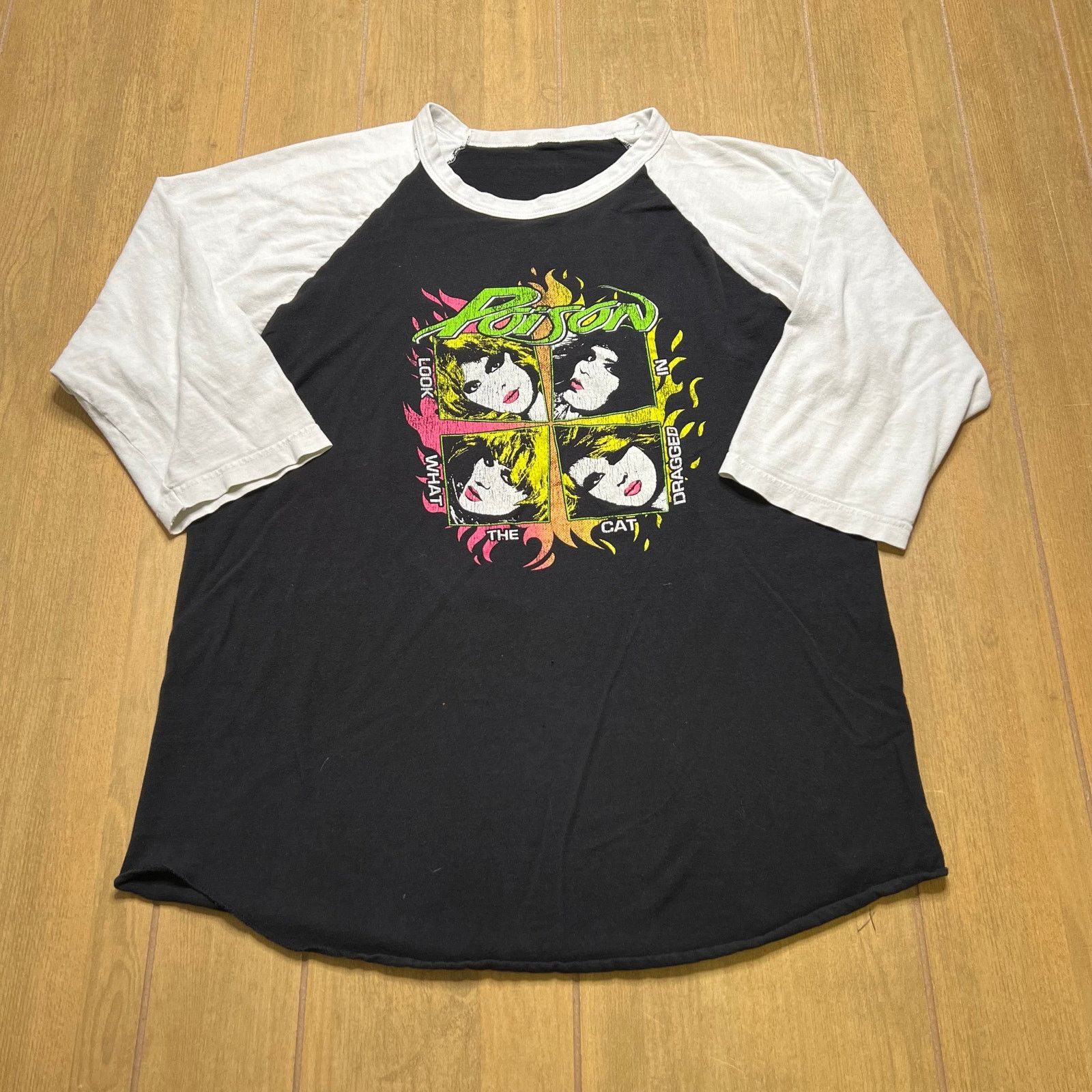 Vintage Poison Tour 2018 Raglan Band T Shirt 3/4 Sleeve Rock L/M Size US L / EU 52-54 / 3 - 1 Thumbnail