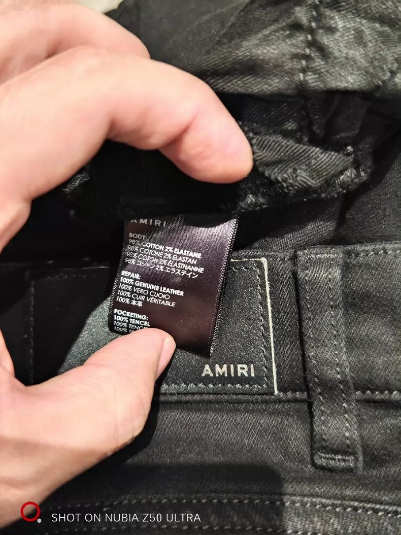 Amiri Amiri 17FW Autumn and Winter Black Patchwork Hole Elastic T Size US 29 - 6 Thumbnail