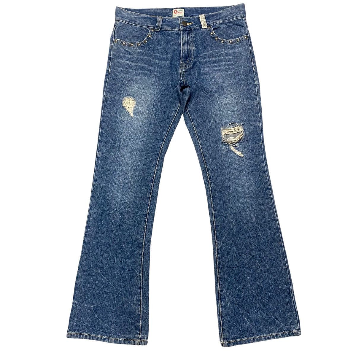 Japanese Brand OZZ FIRST PINBALL Denim Flare Jeans Studded Size US 34 / EU 50 - 1 Thumbnail