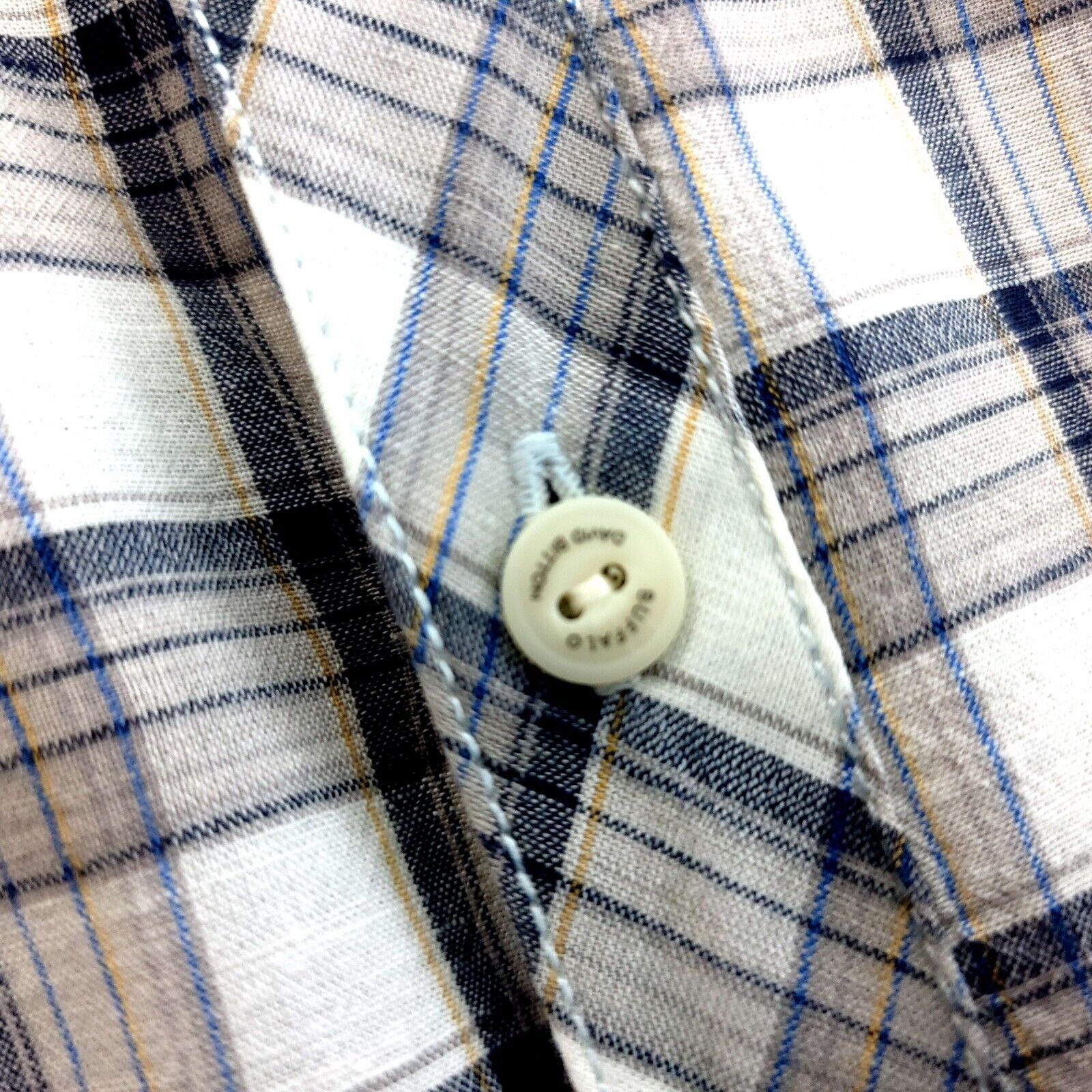 Buffalo David Bitton Buffalo David Bitton XL Tan Blue Plaid Slip Cuff Pocket Dres Size US XL / EU 56 / 4 - 9 Thumbnail